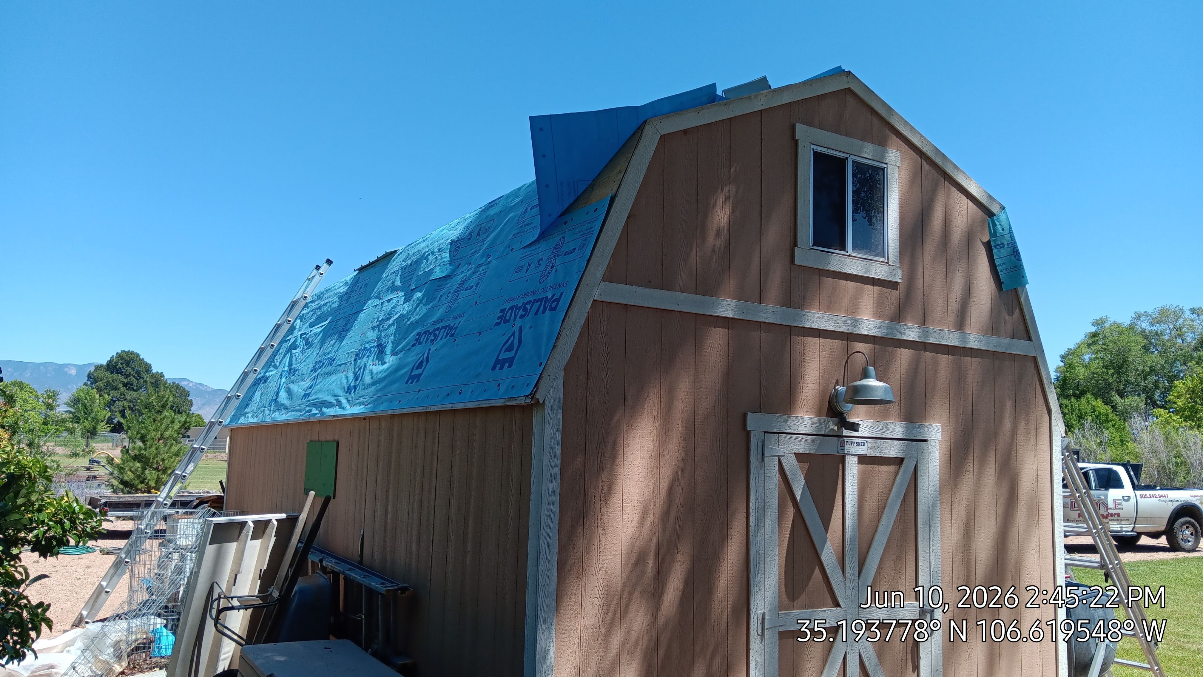 Hawaiian Blue metal Shed roof makeover in the North Valley by Doyle Roof Masters Inc
