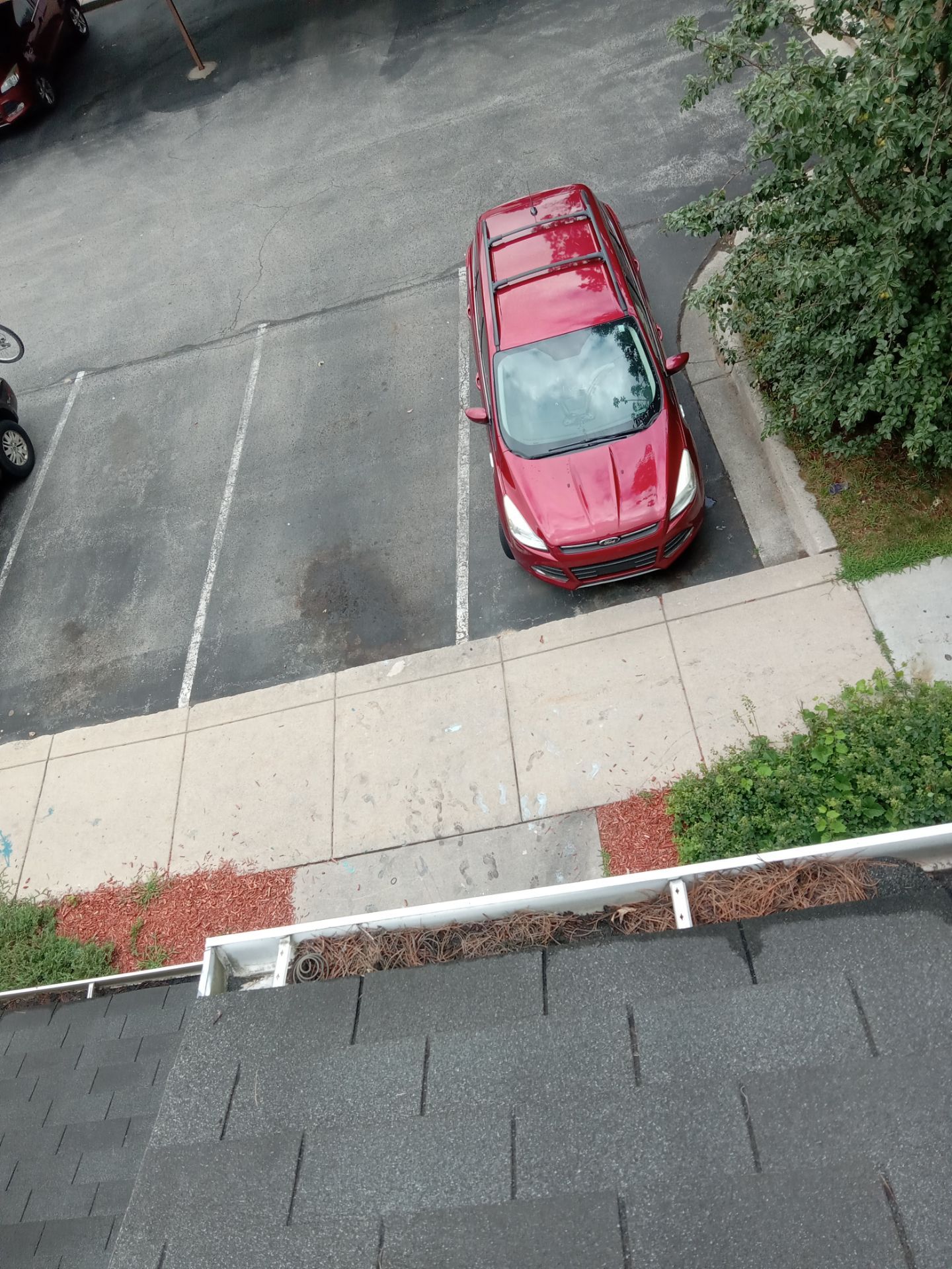 Commercial gutter cleaning Traverse City, MI before photo with filled gutters