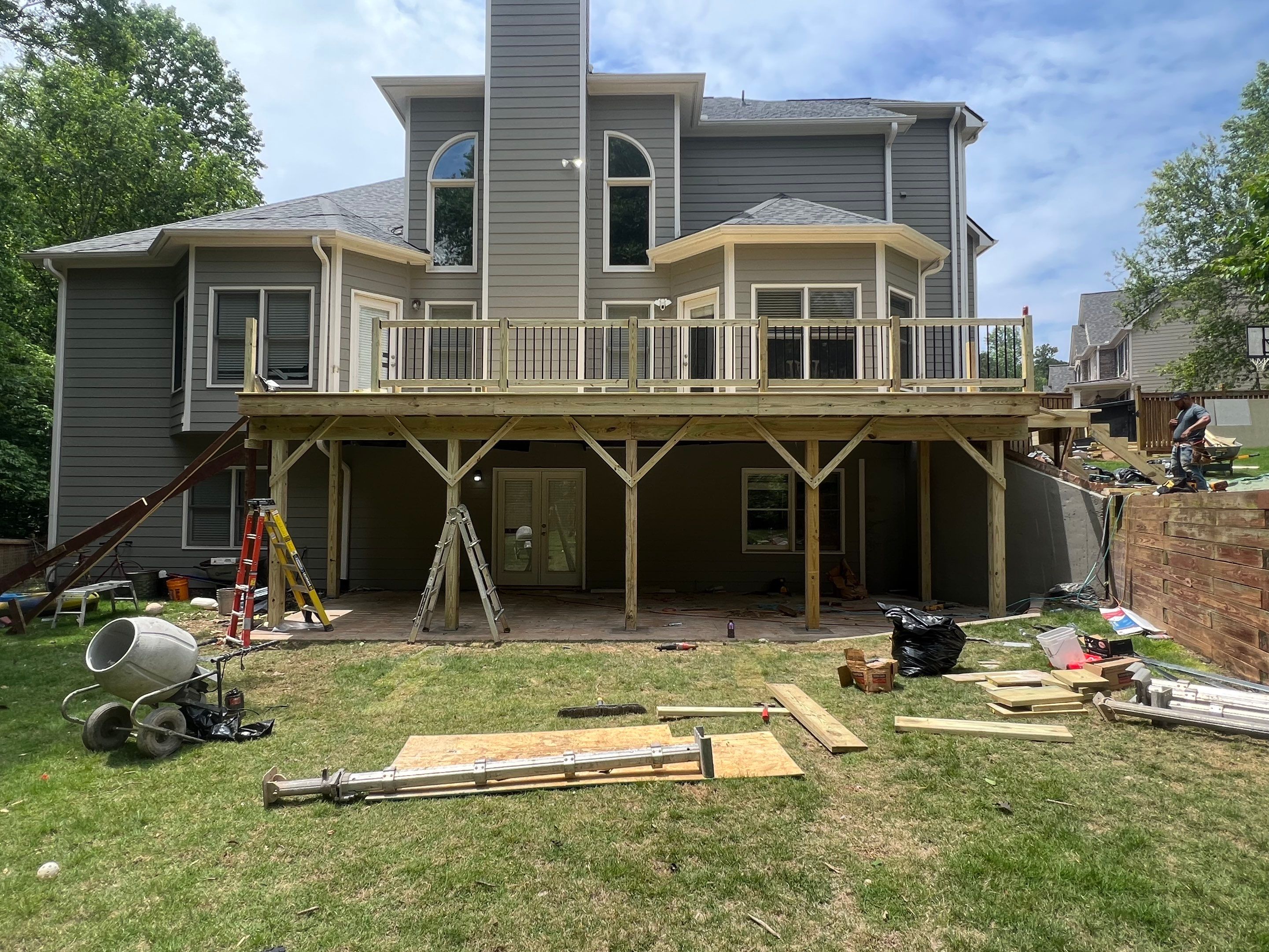 Elevated Wood Deck Replacement and Staircase Installation in Woodstock by Swift Home Renovations