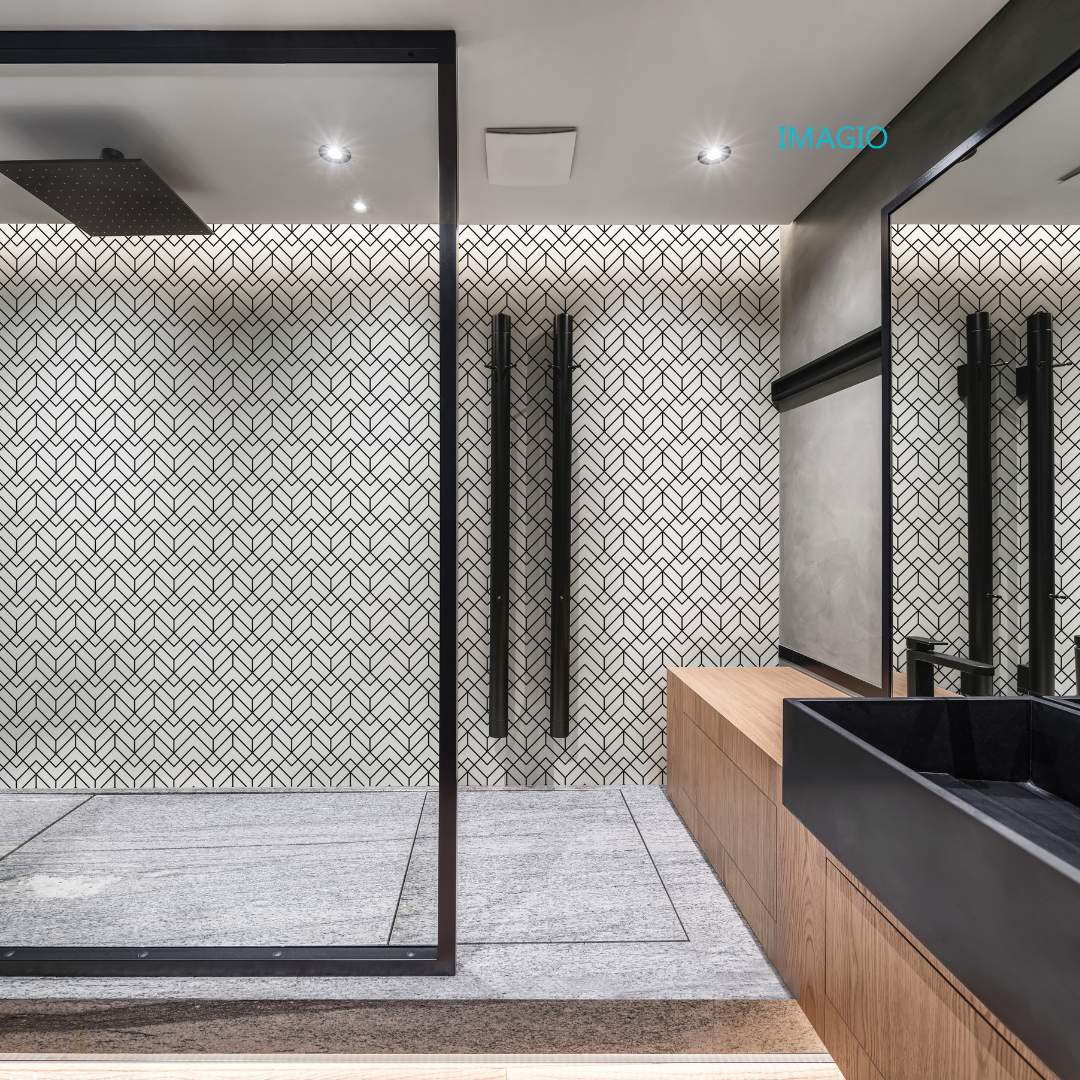 Bathroom Remodel using IMAGIO Glass Shower Wall & Accents by IMAGIO