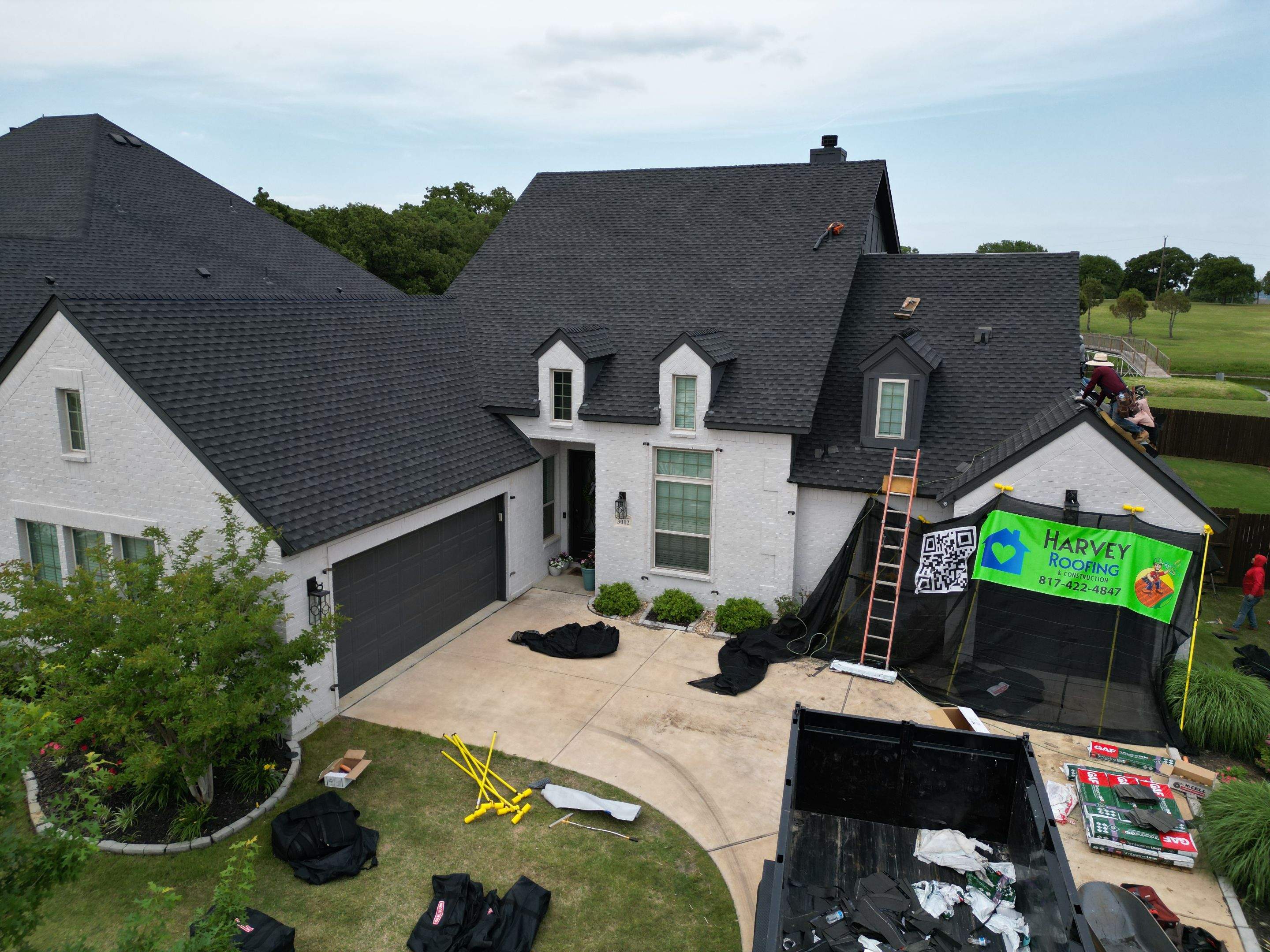 Residential Roofing Installation using GAF Timberline UHDZ Premium Shingles by Harvey Roofing & Construction
