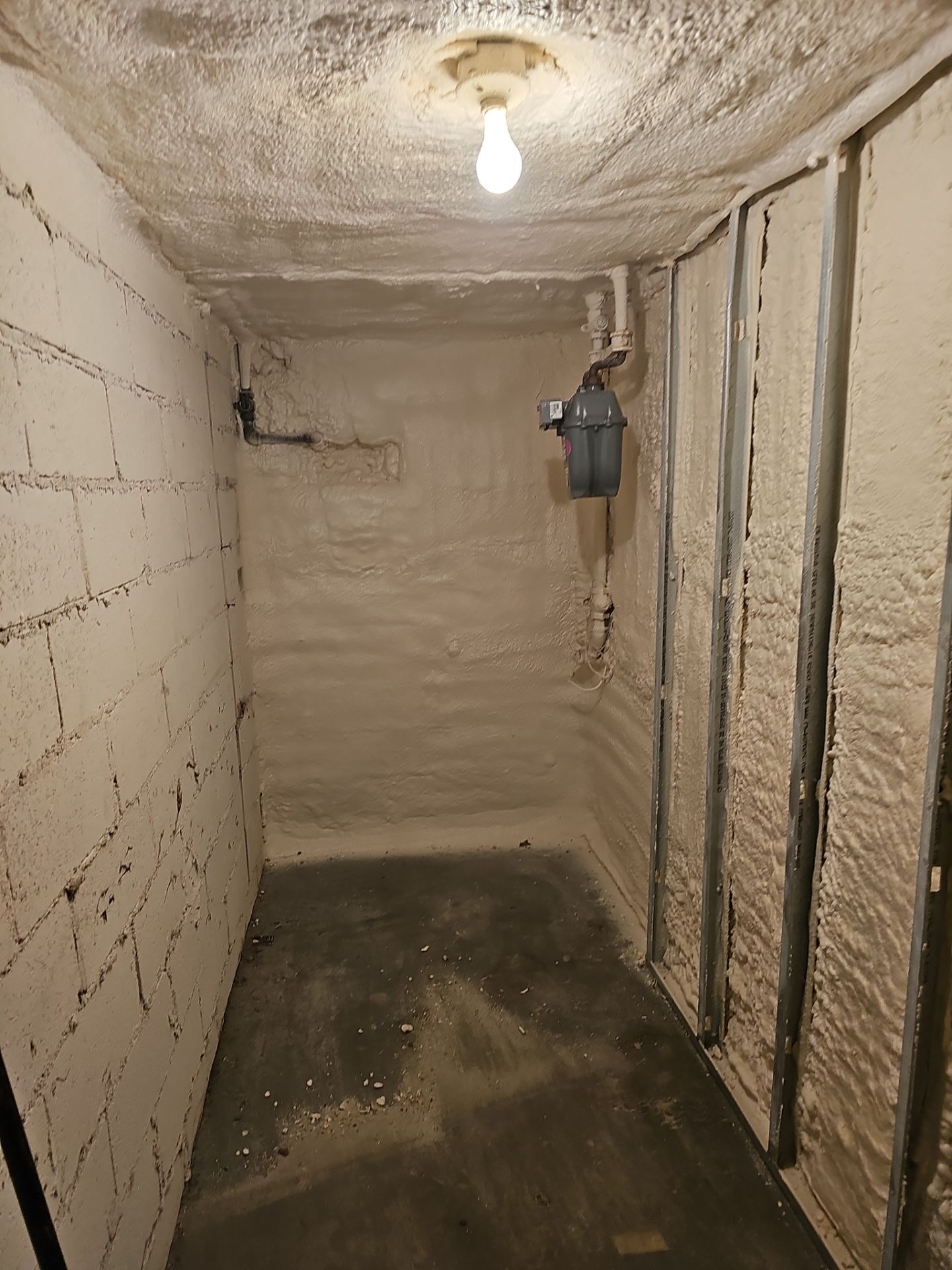 Basement Exterior Walls using Closed Cell Spray Foam by NYS Foam & Energy