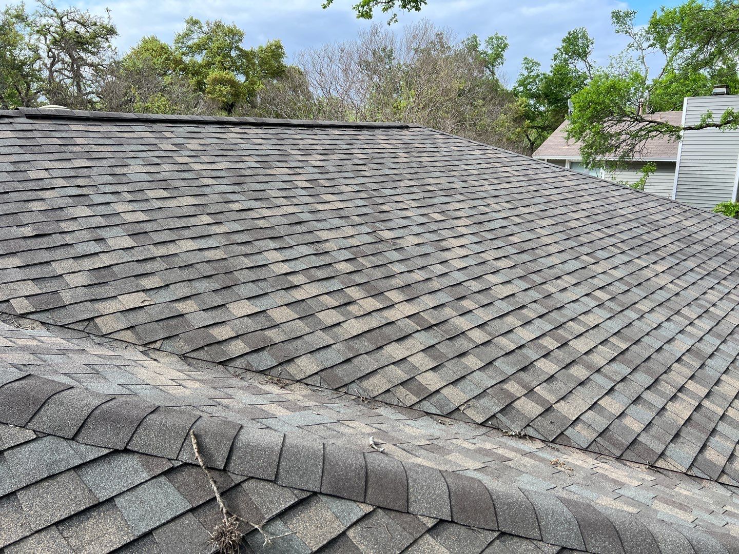 Winter storm 2023 with tree damage by Oakwood Roofing and Construction, LLC