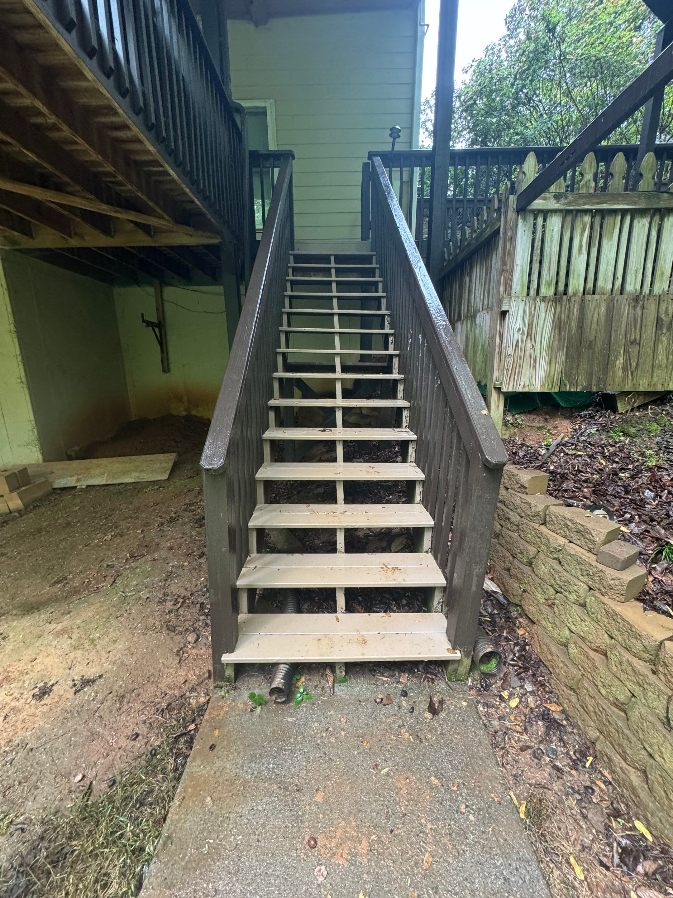 Pressure-Treated Deck Staircase Replacement and Railing Installation in Canton by Swift Home Renovations 