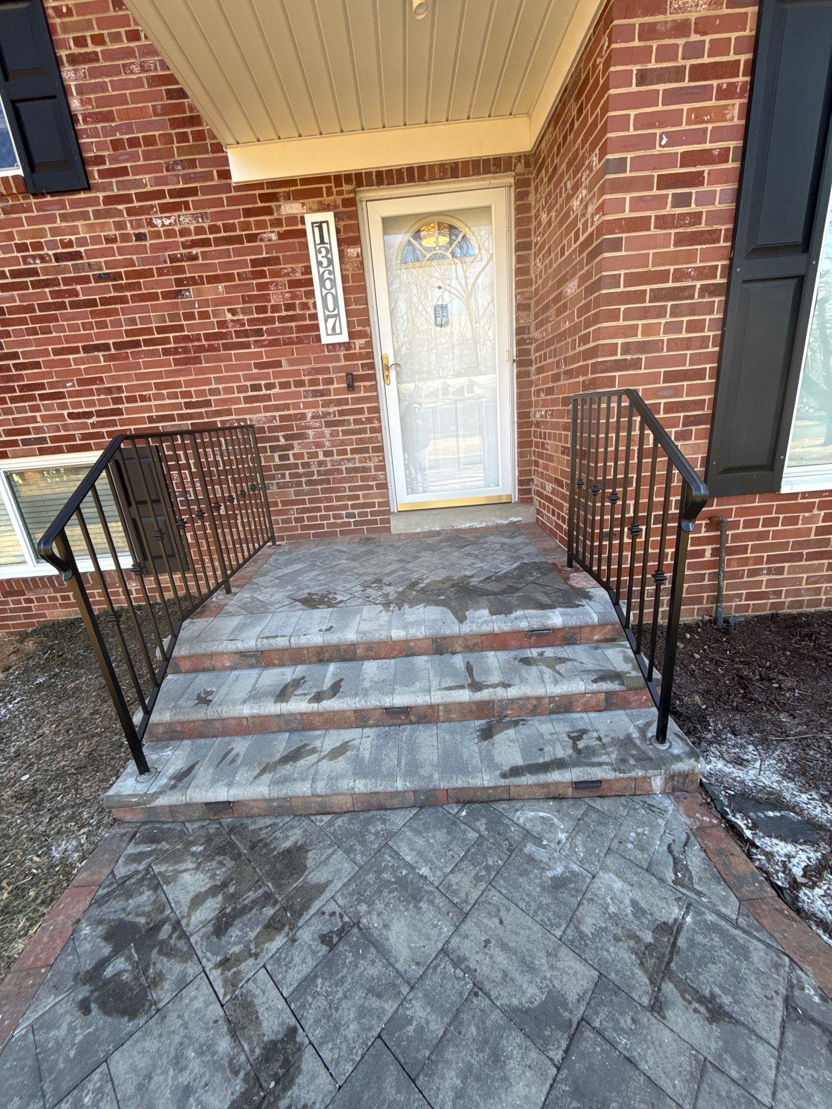 Custom Exterior Iron Railing with Ornamental Detail by Capitol Iron Works