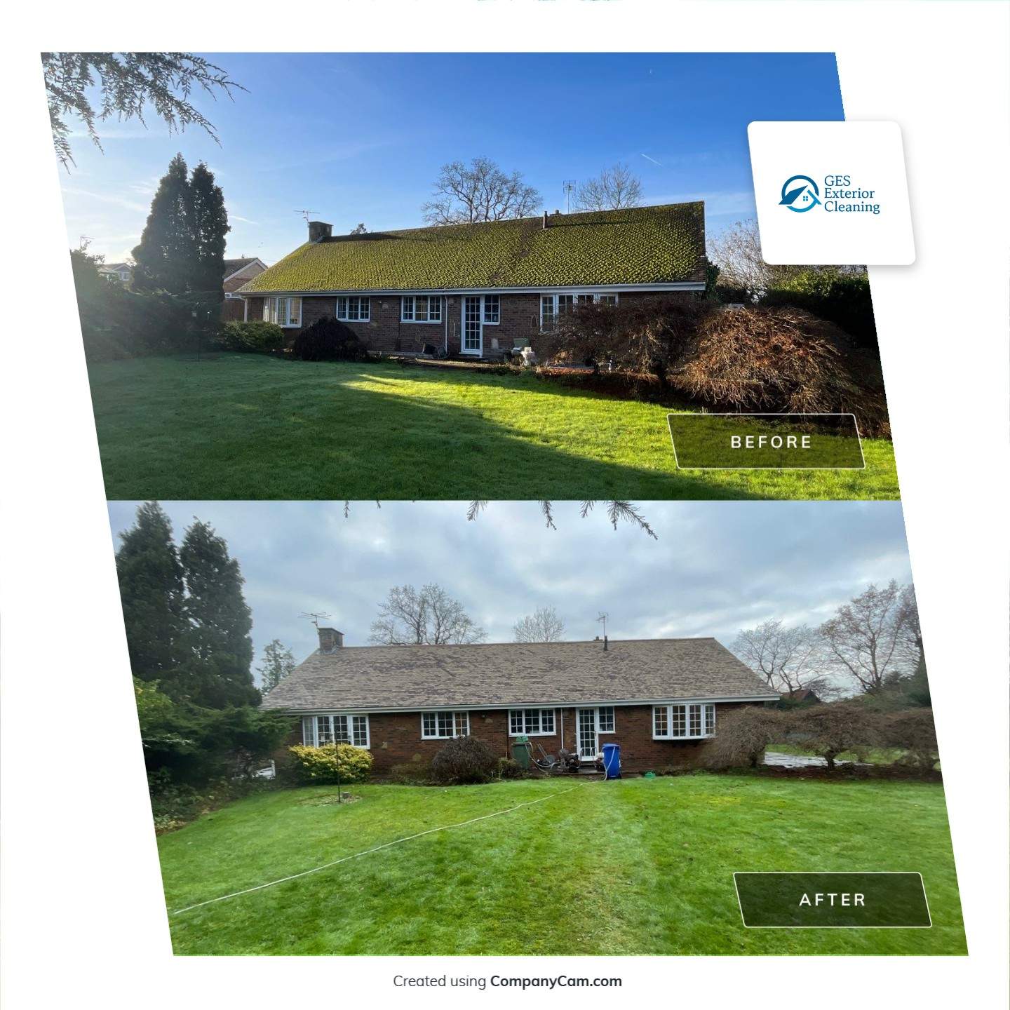 Roof Clean  - Moss Removal - Gutter Clean using Honda 15lpm Low Pressure Washing Machine by Ges Exterior Cleaning ltd