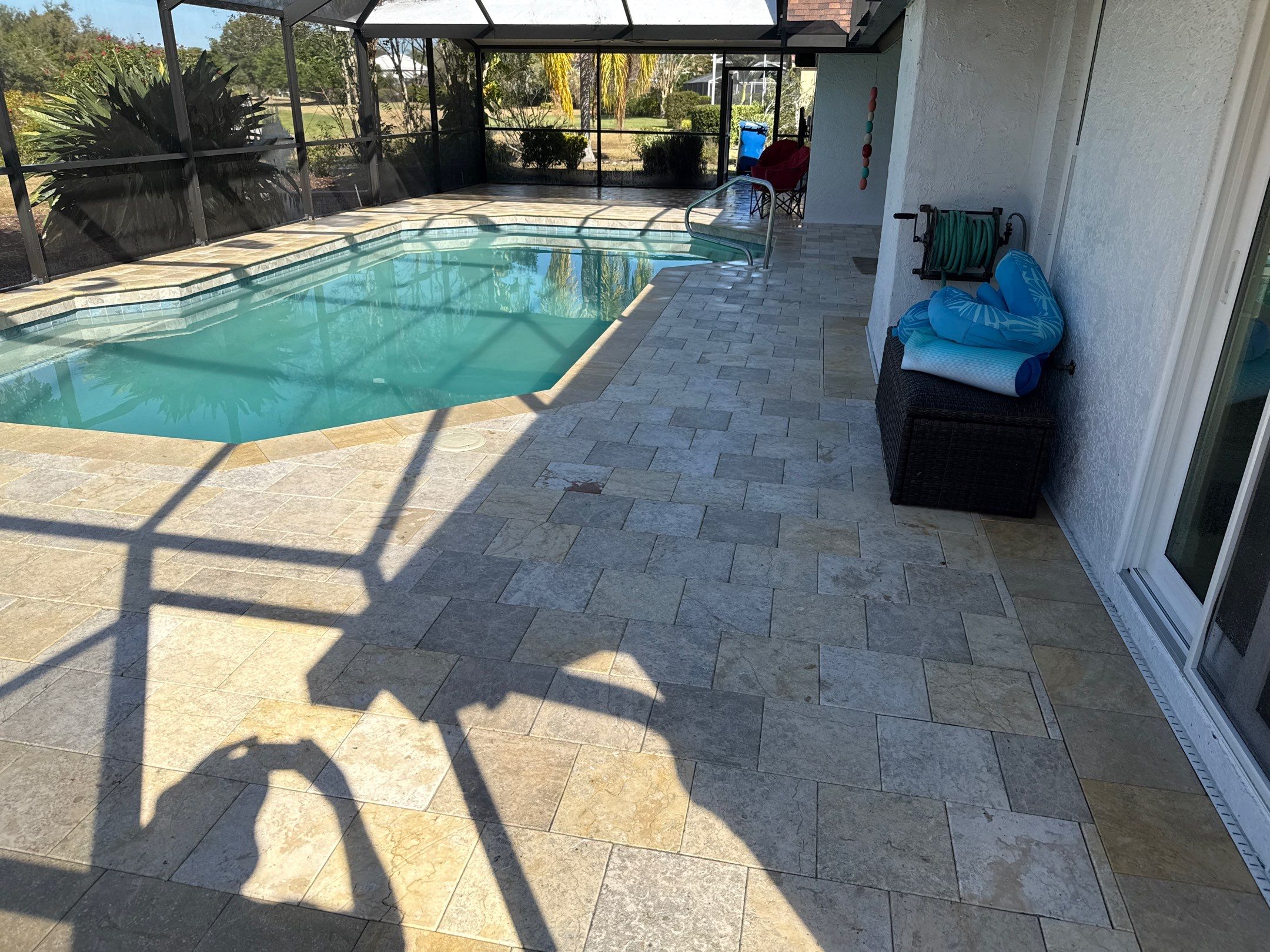 Paver Pool Deck & Screen Enclosure Cleaning | River Wilderness, Parrish FL by Sunshine AquaWash