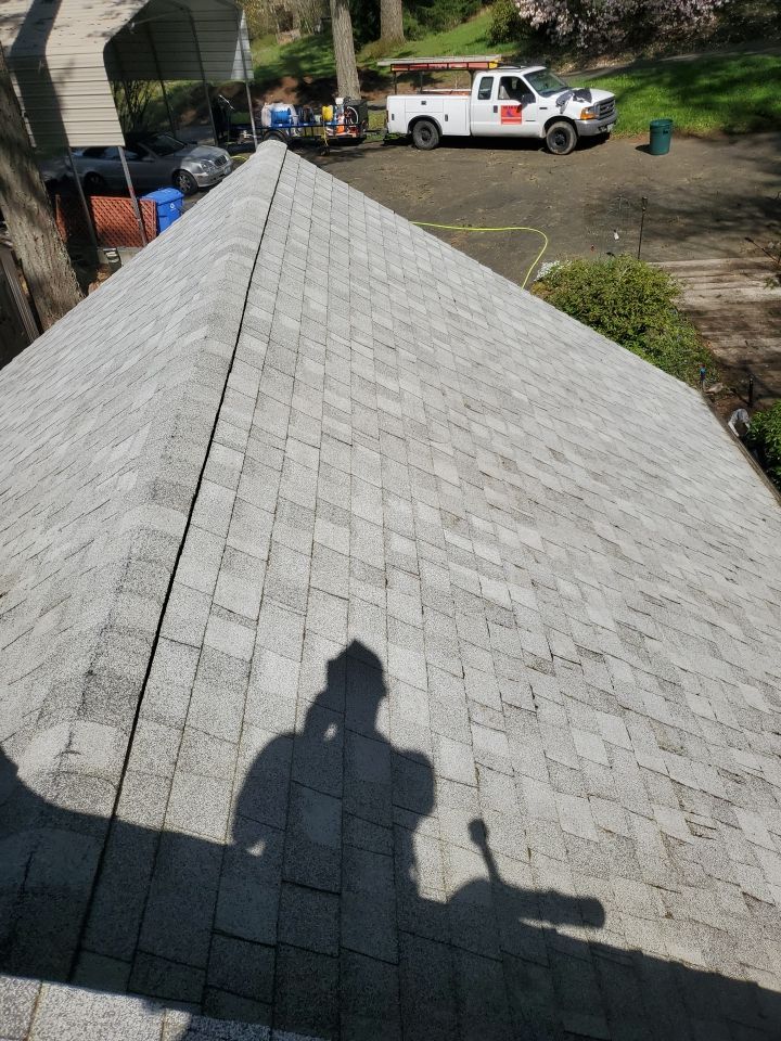 Roof Treatment using Surfactant and Biocide by Willamette Outdoor Wash LLC