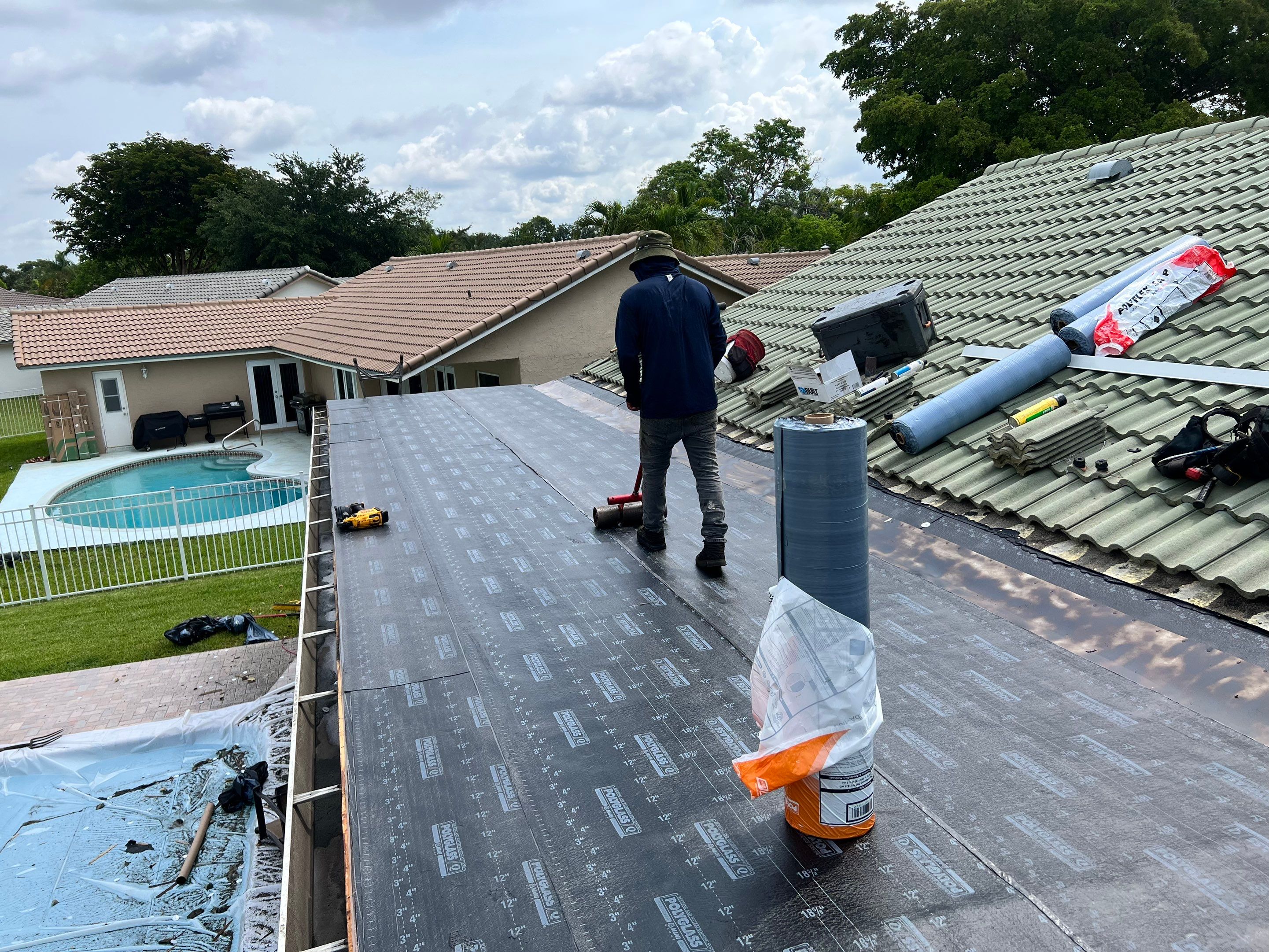 Residential Re-Roof using Polyglass Self-Adhered Flat Deck by First Due Roofing