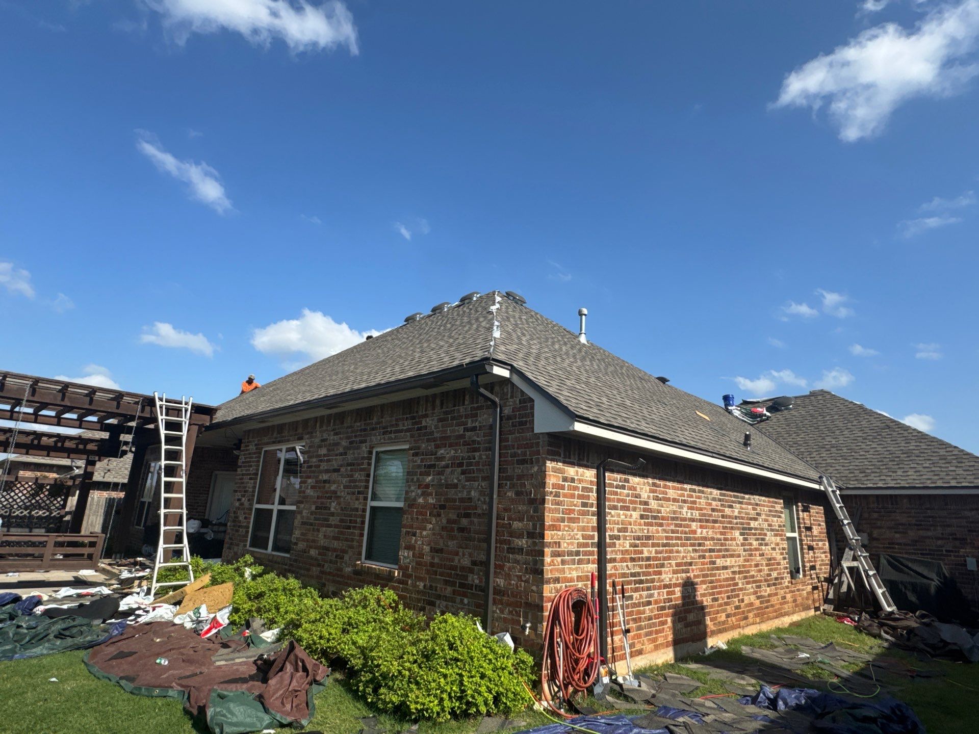 GAF Architectural Shingle Roof Replacement and Decking Repair in Mustang by 5Coat Roofing & Construction