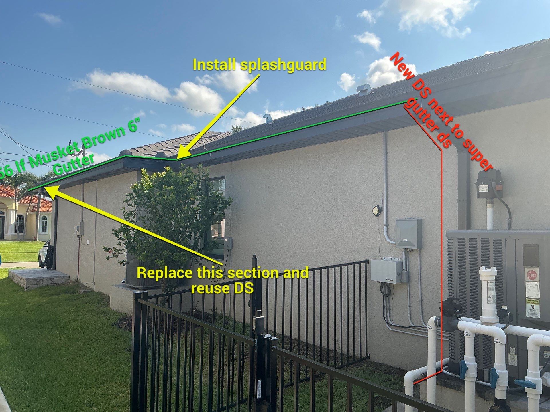 Musket Brown 6-inch Gutters in Cape Coral FL by Gutter Professors