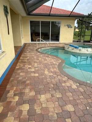 Paver Cleaning and Sealing pool deck in Sun City Center