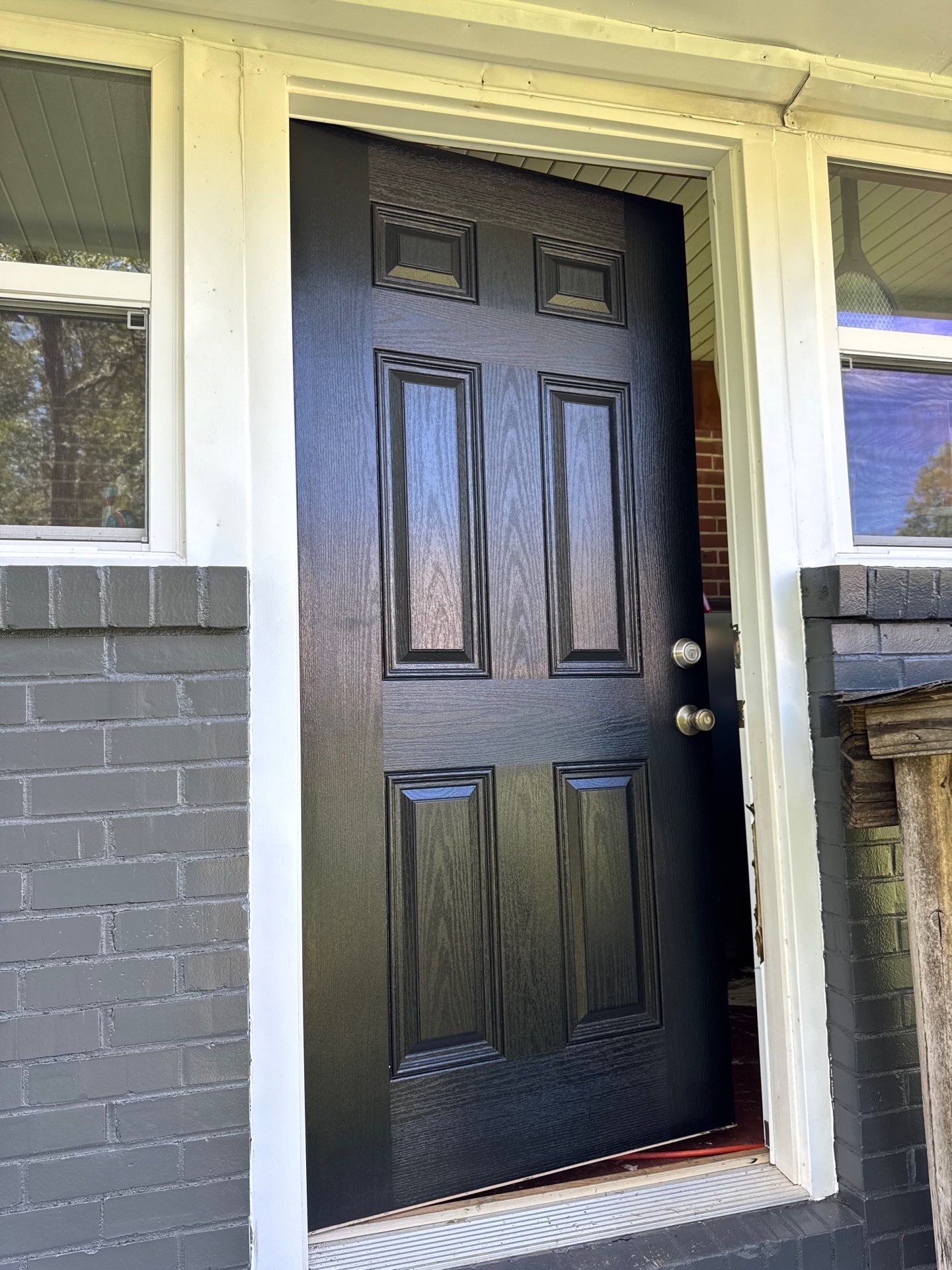 Social Circle Masonry Transformation with Dark Charcoal Exterior Painting by PGP Surface Solutions, LLC
