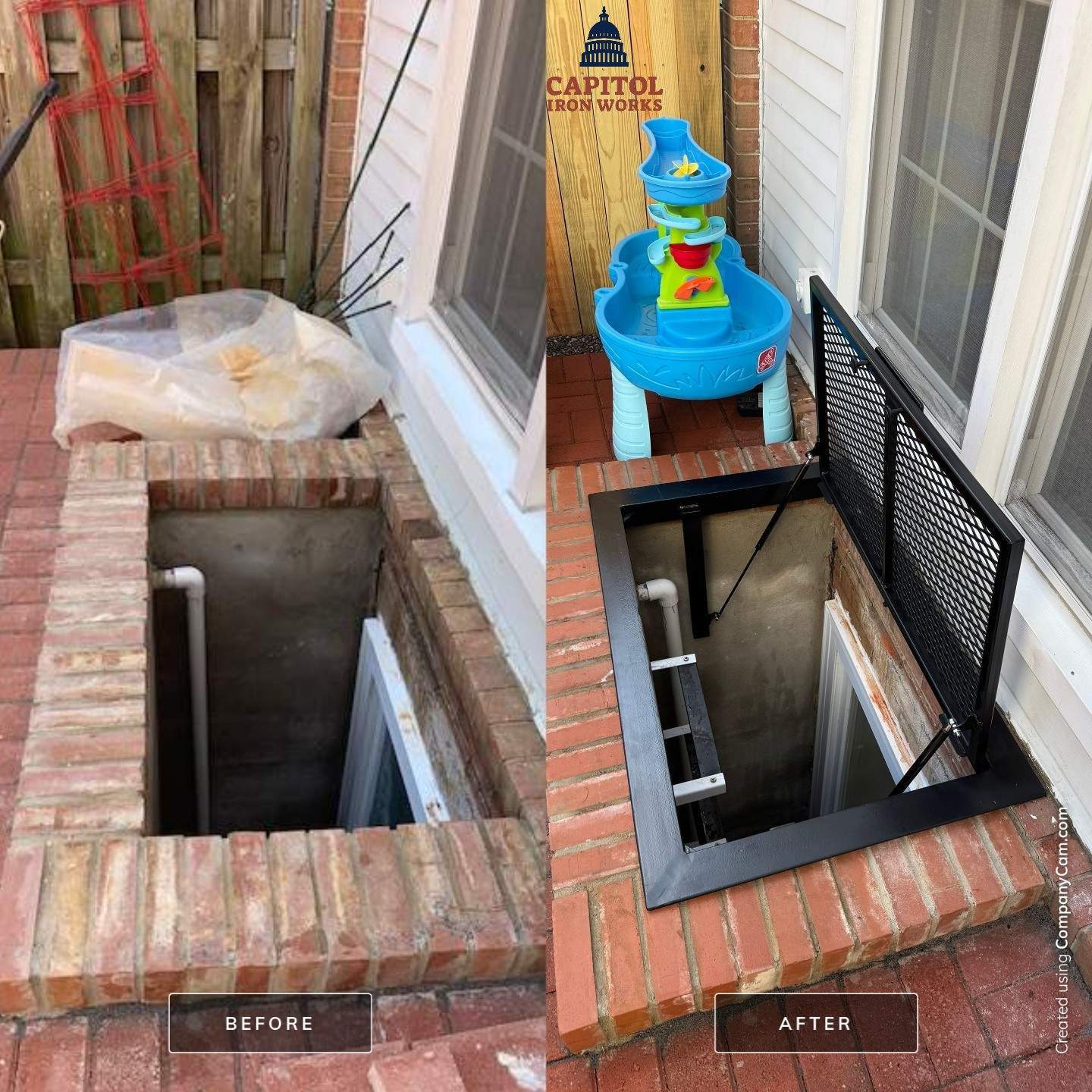 Custom Iron Window Well Cover with Lift System – Residential – Montgomery Village, MD by Capitol Iron Works