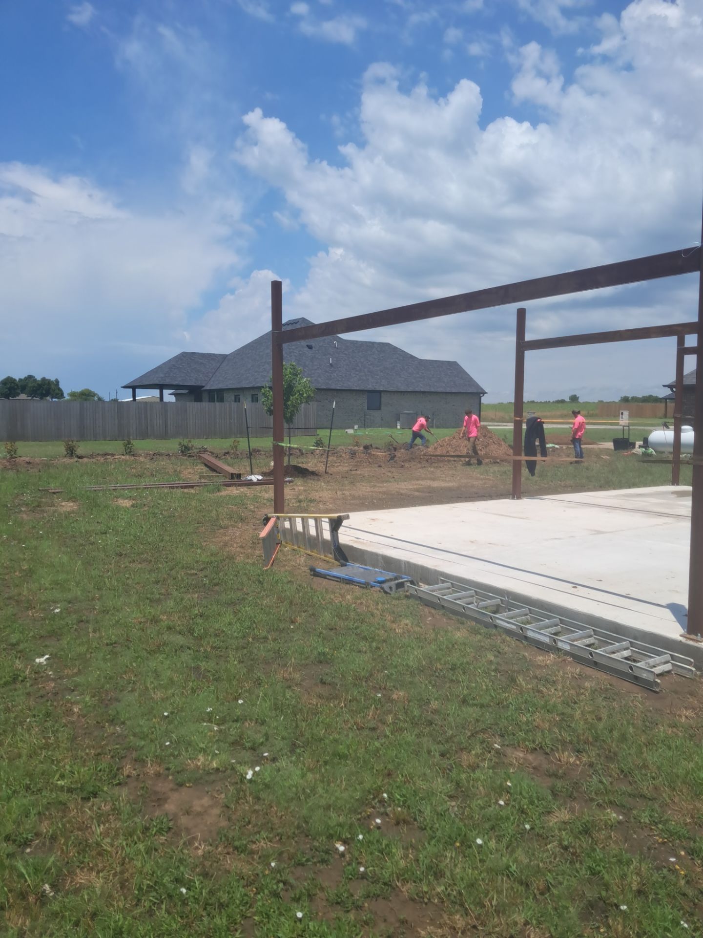 Custom Metal Pergola , Live Fence , Irrigation, Concrete, And Landscape by Clays Services Inc