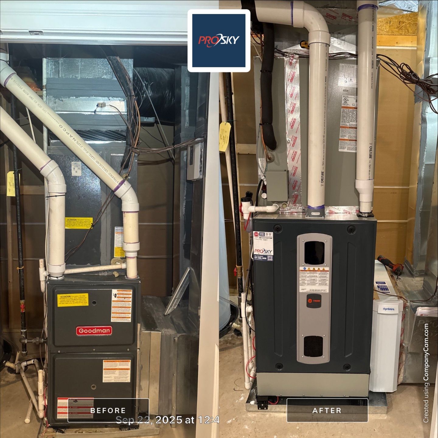Trane Two Stage Variable Speed Furnace and Steam Humidifier Installation in Aldie by Pro Sky Services