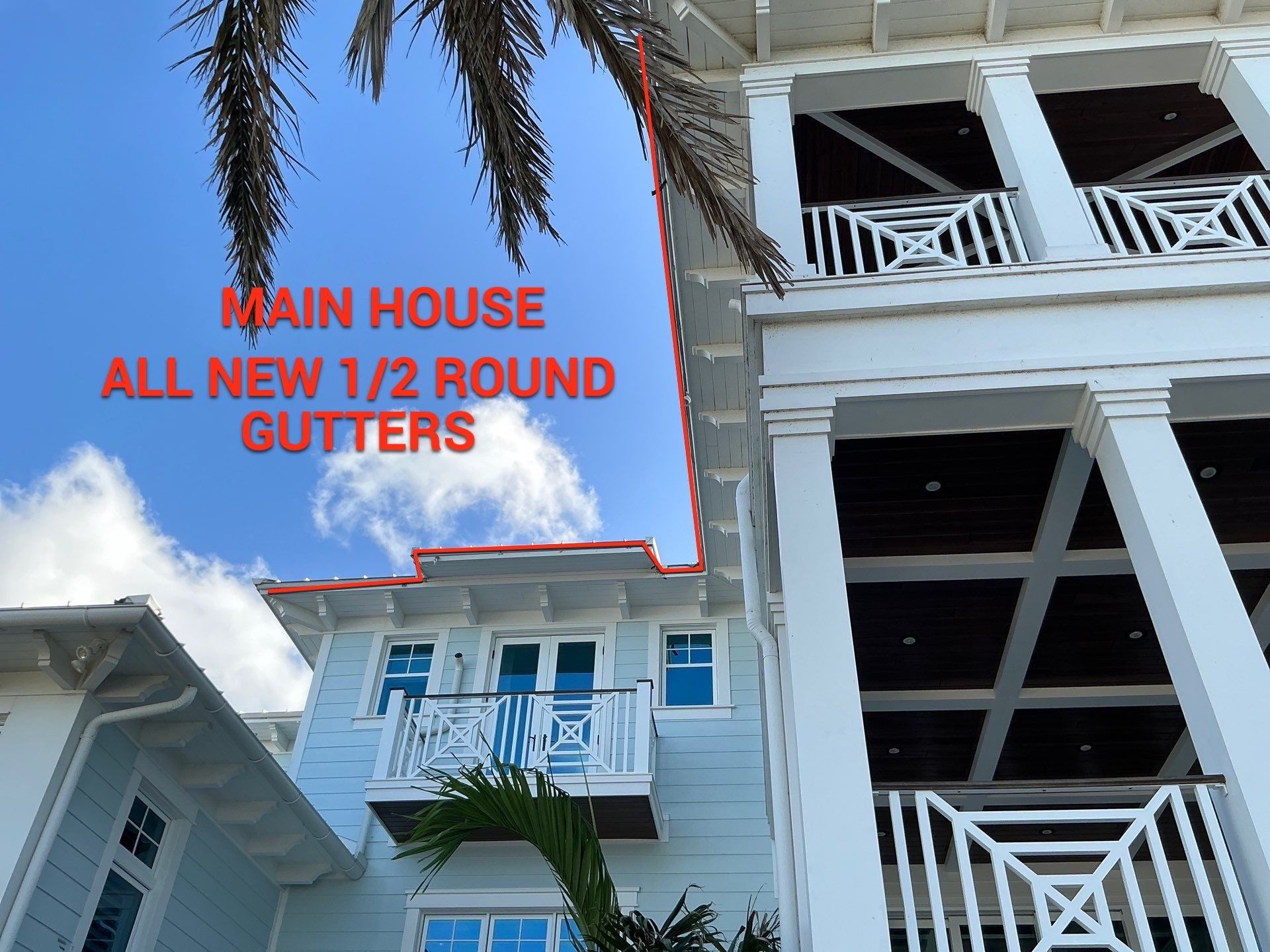 All New 1/2 Round Gutters in Nokomis FL by Gutter Professors