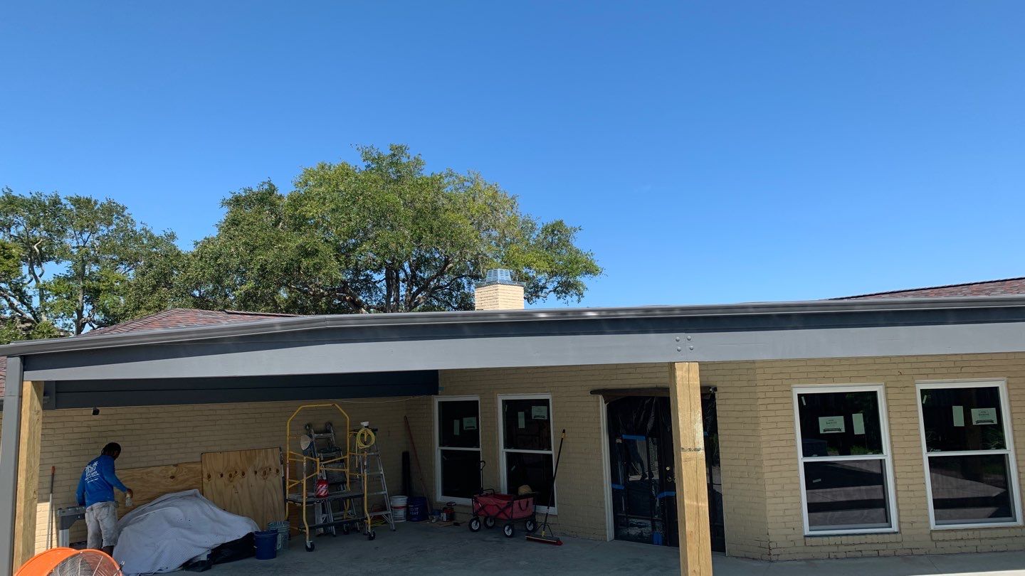 Beautiful pool side build by Bayfront Roofing and Construction