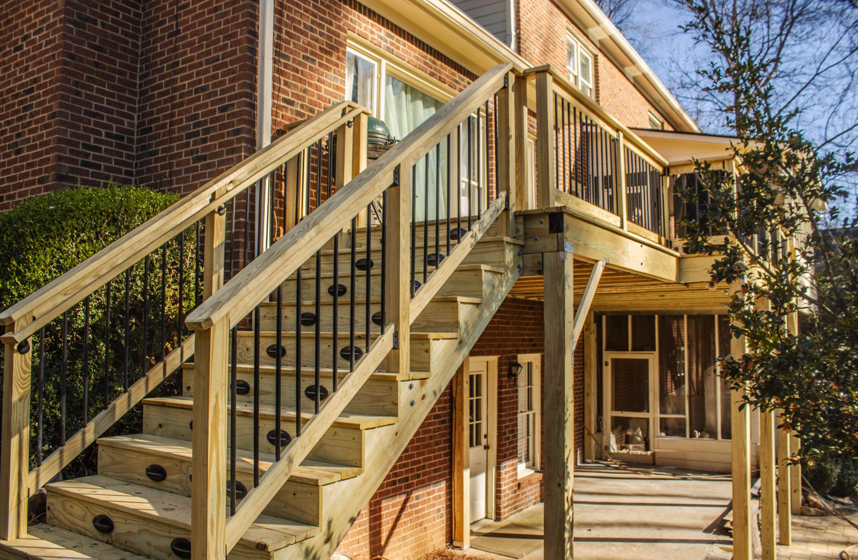 Timbertech LED Light Installation on Wood Deck Build in Marietta, GA by Nelson Exteriors 