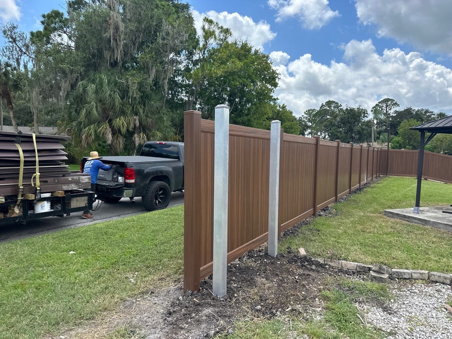 Vinyl Privacy Fence using 6Ft Professional Grade Mocha Walnut Privacy Fence by Asap fence and gates, LLC
