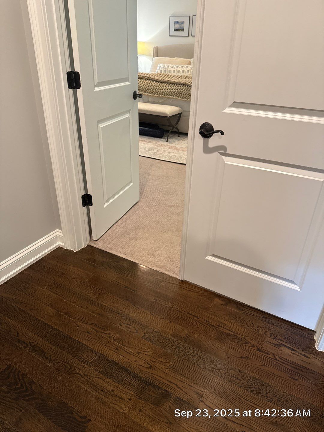 Adding hardwood floors to bedrooms by Accent Custom Floors