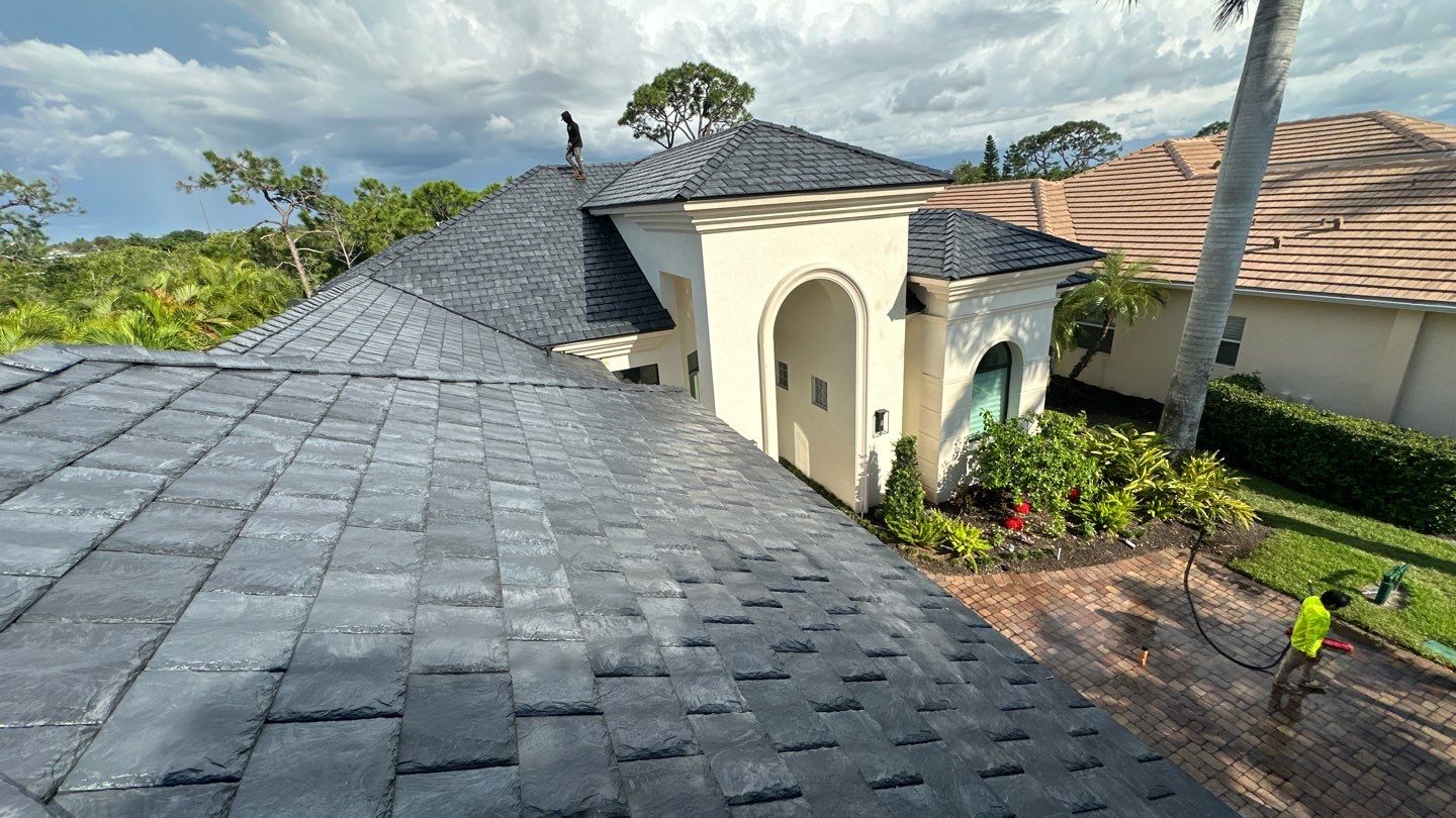 Residential Roofing Installation using Brava Slate Tile in Estero, Florida by International Roofing