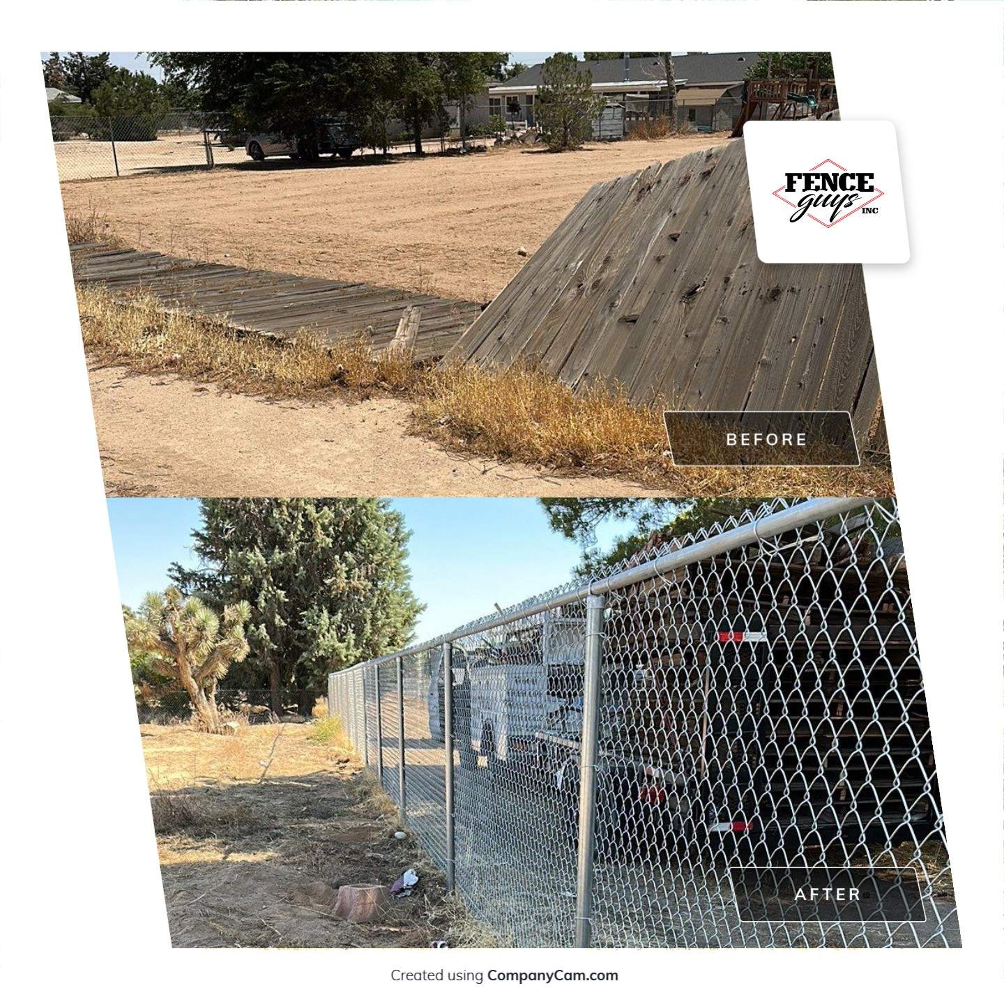 Replaced wood fence with chain link fence.  by Fence Guys Inc. 