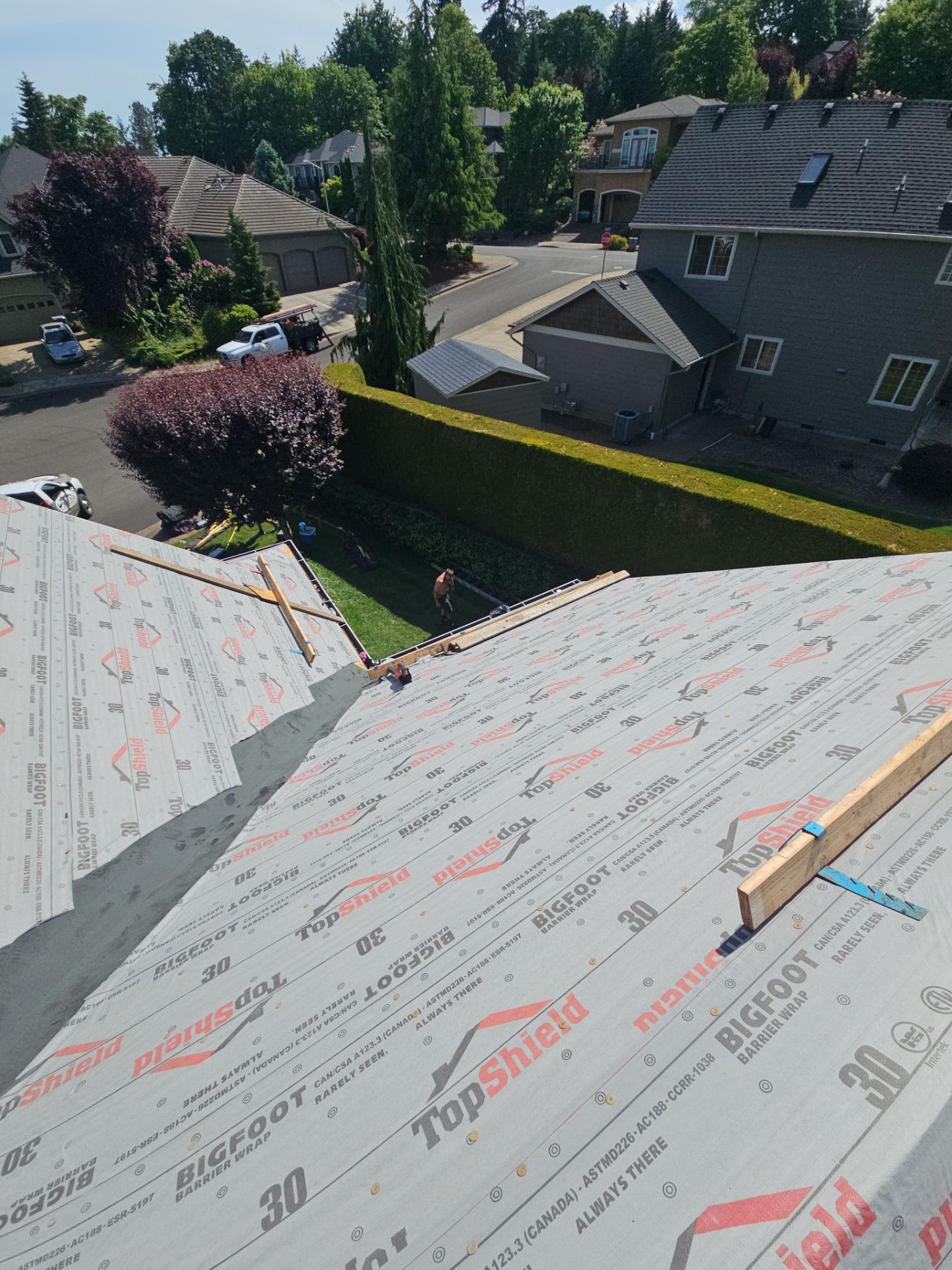 Residential Roofing Installation using Malarkey Vista (Color: Black Oak) by Orezona Building & Roofing Company, Inc.