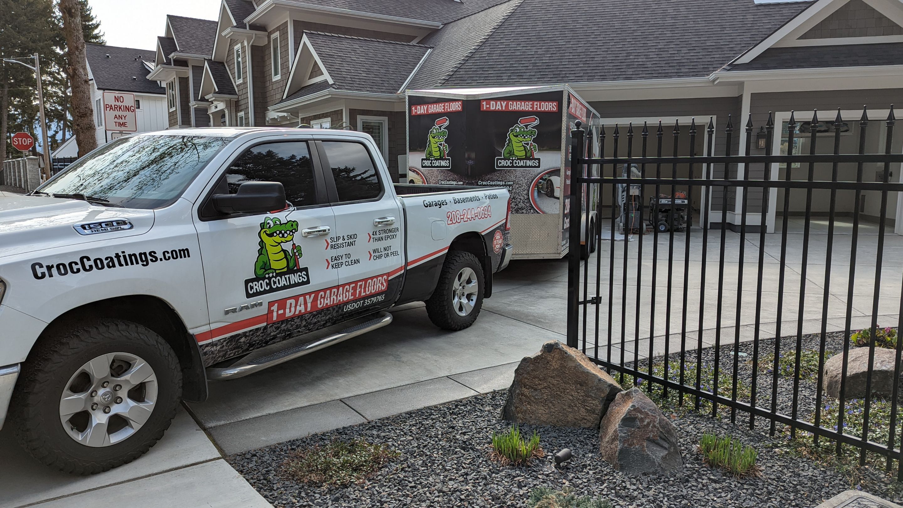 Garage Transformation using Slate Stone by Croc Coatings, LLC