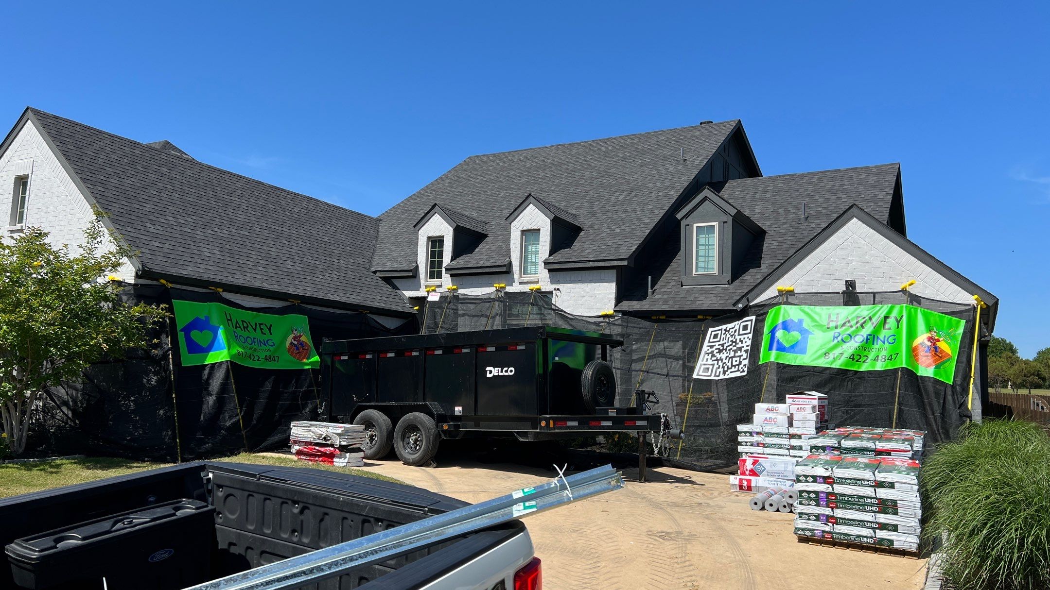 Residential Roofing Installation using GAF Timberline UHDZ Premium Shingles by Harvey Roofing & Construction