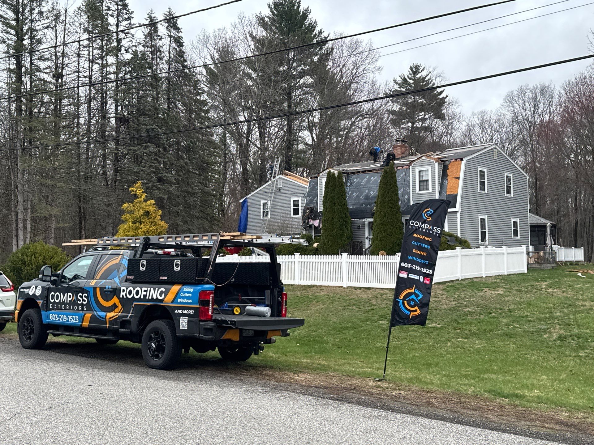 Roof Replacement in Stratham, NH with Structural Repair and Skylights by Compass exteriors
