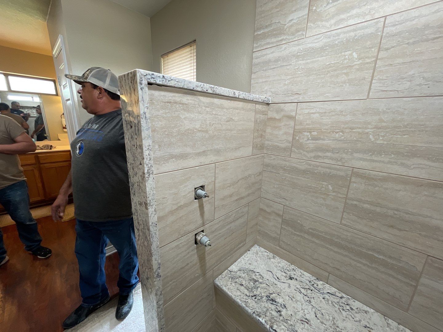 Bathroom Shower Remodel for a client by First United Roofing & Construction