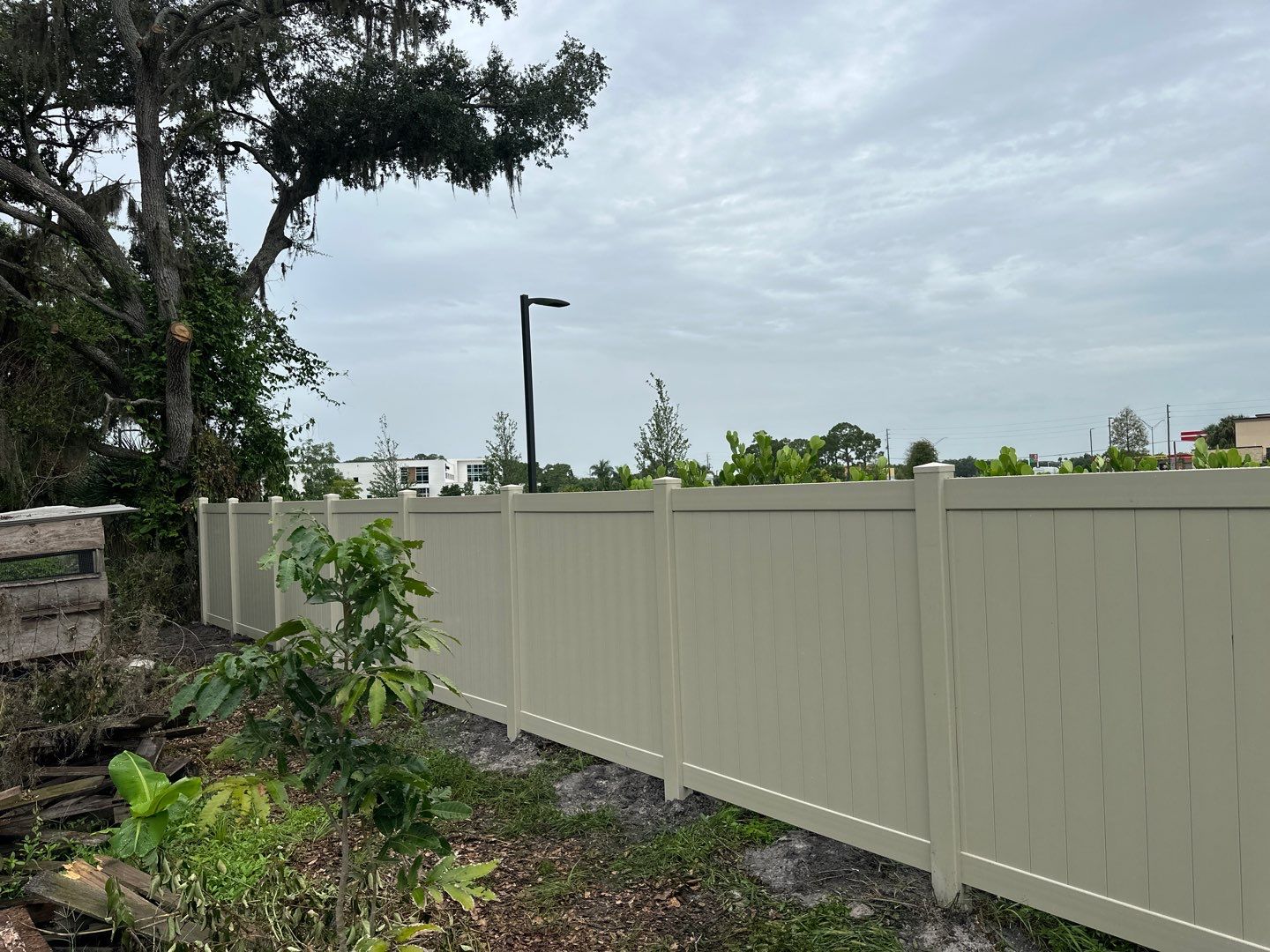 Vinyl Fence Installation using Tan Vinyl Privacy Fence by Asap fence and gates, LLC