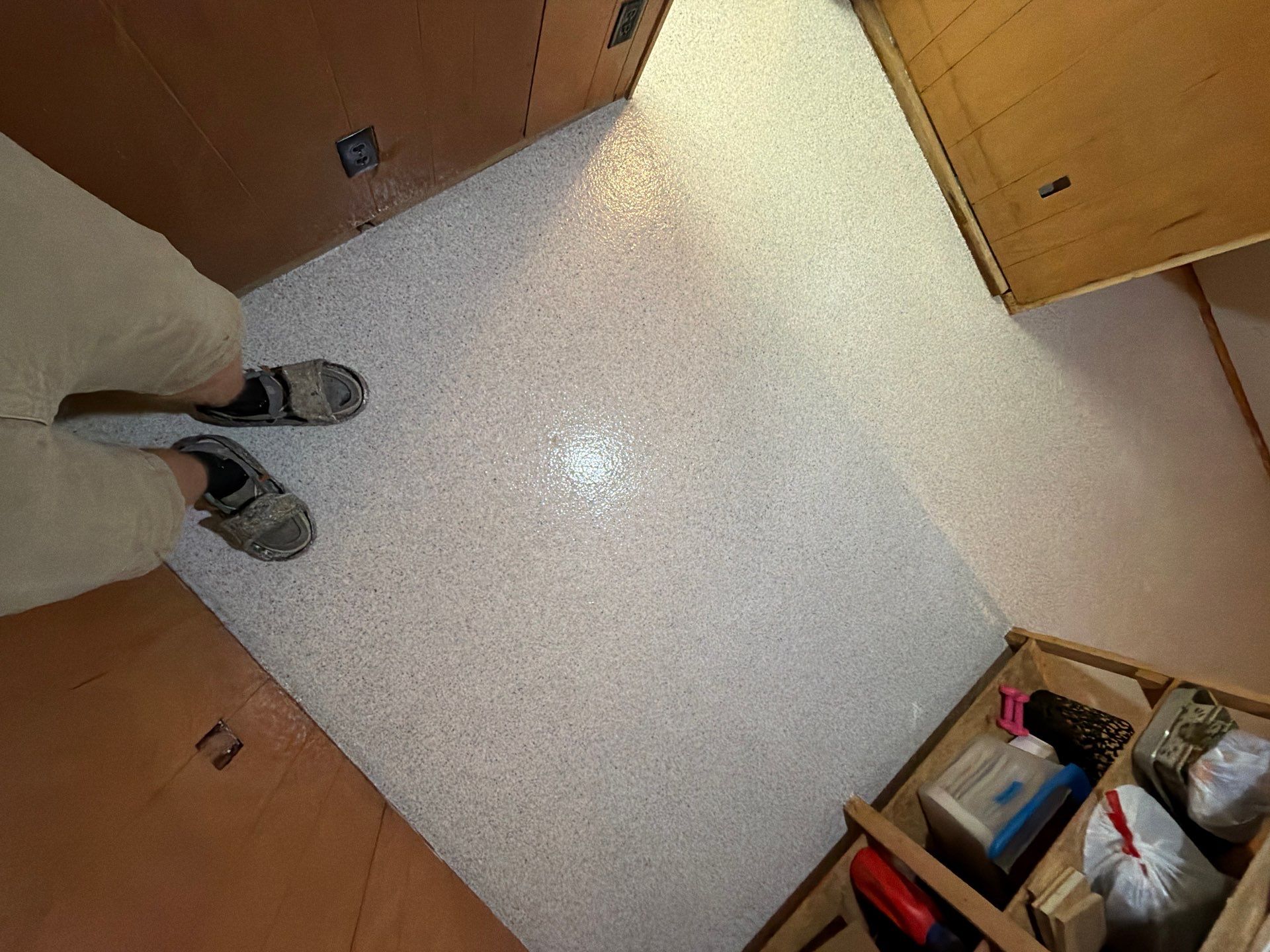 Basement Epoxy Flake Floor Installation and Surface Repair in Montague by Gordon Painting