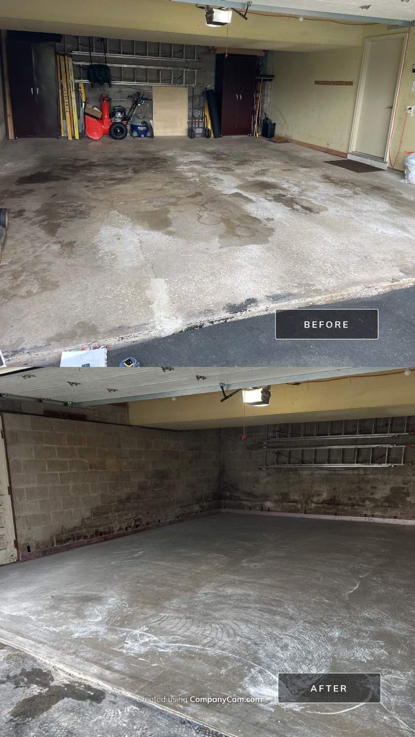 Concrete garage floor replacement  by NG Masonry & Construction LLC