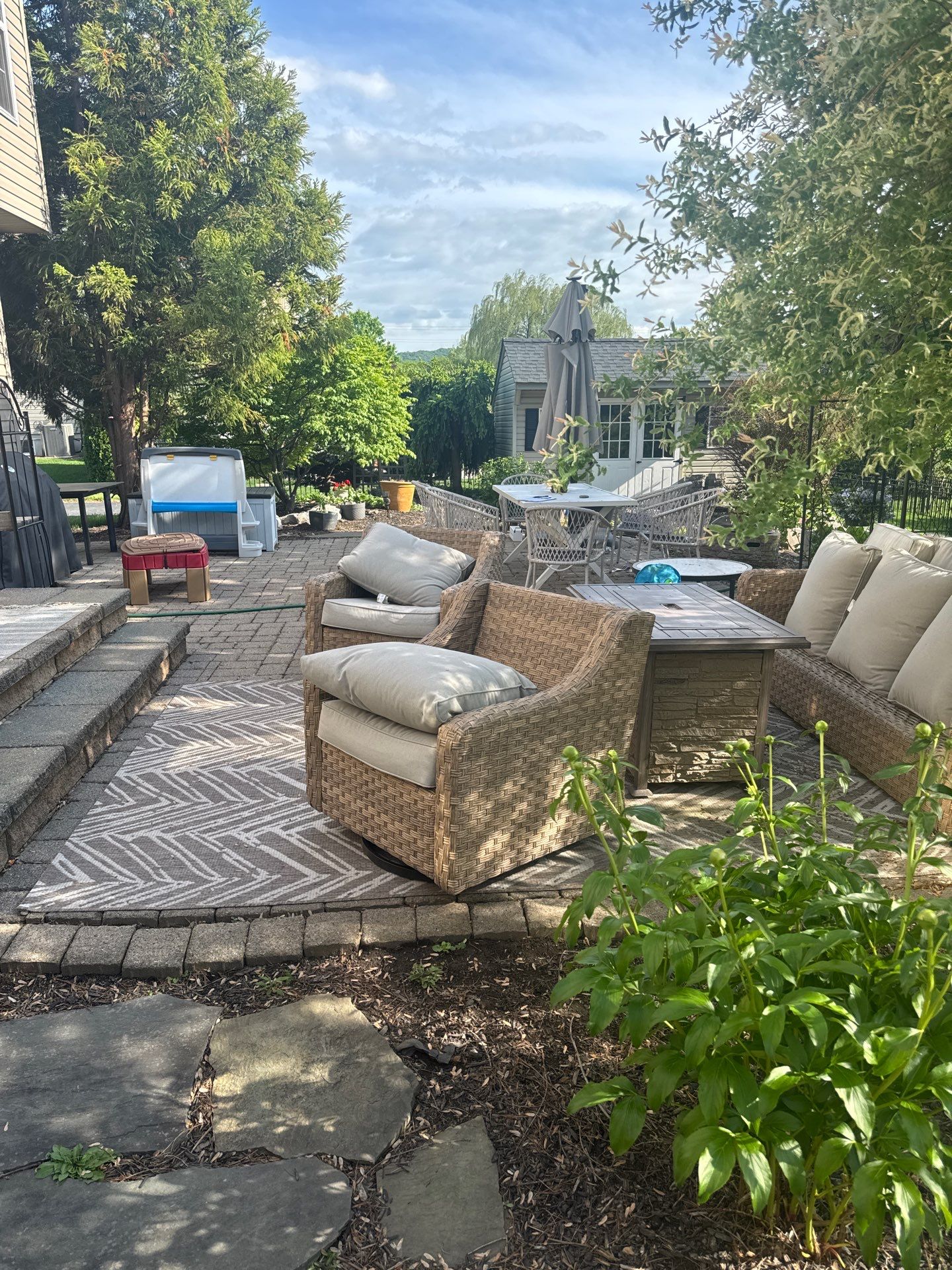 Backyard Retreat: Techo-Bloc Patio + Firepit Lounge by Saylor’s Lawn & Landscape