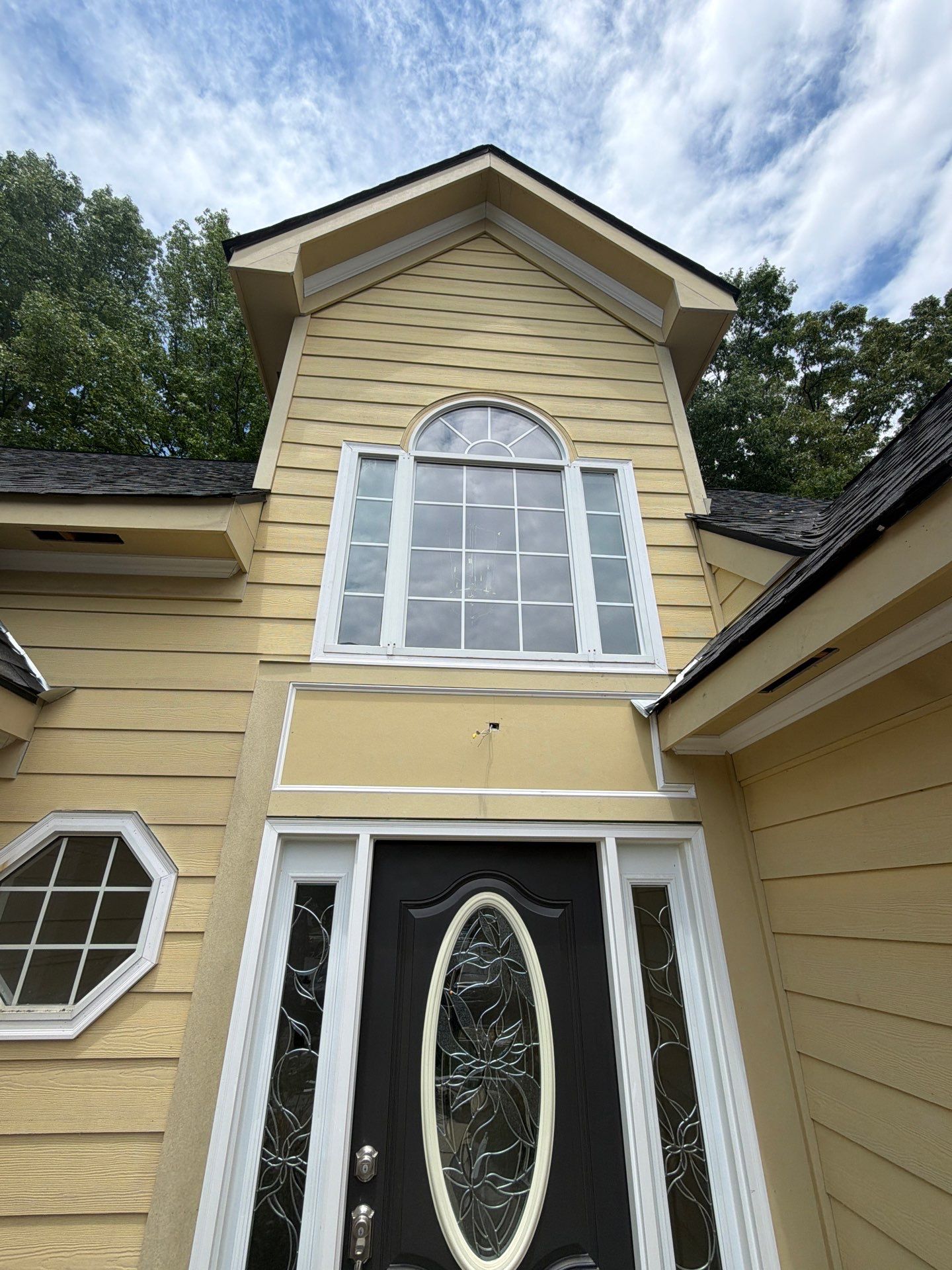 Alpharetta, GA Siding & Exterior Painting with Black Trim Before & After by Nelson Exteriors