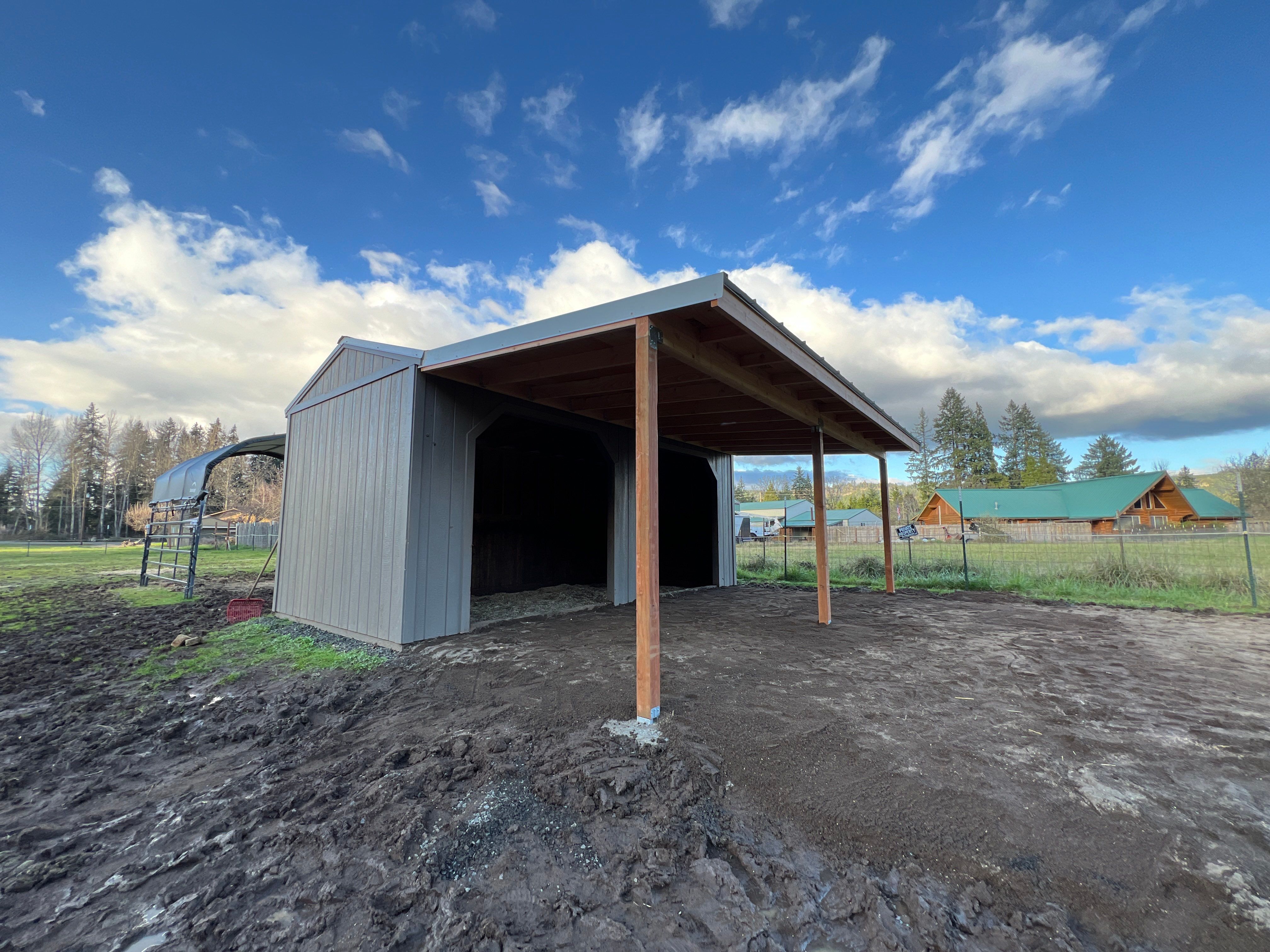 Shed Cover using Pressure Treated Posts by Villegas Remodeling, LLC
