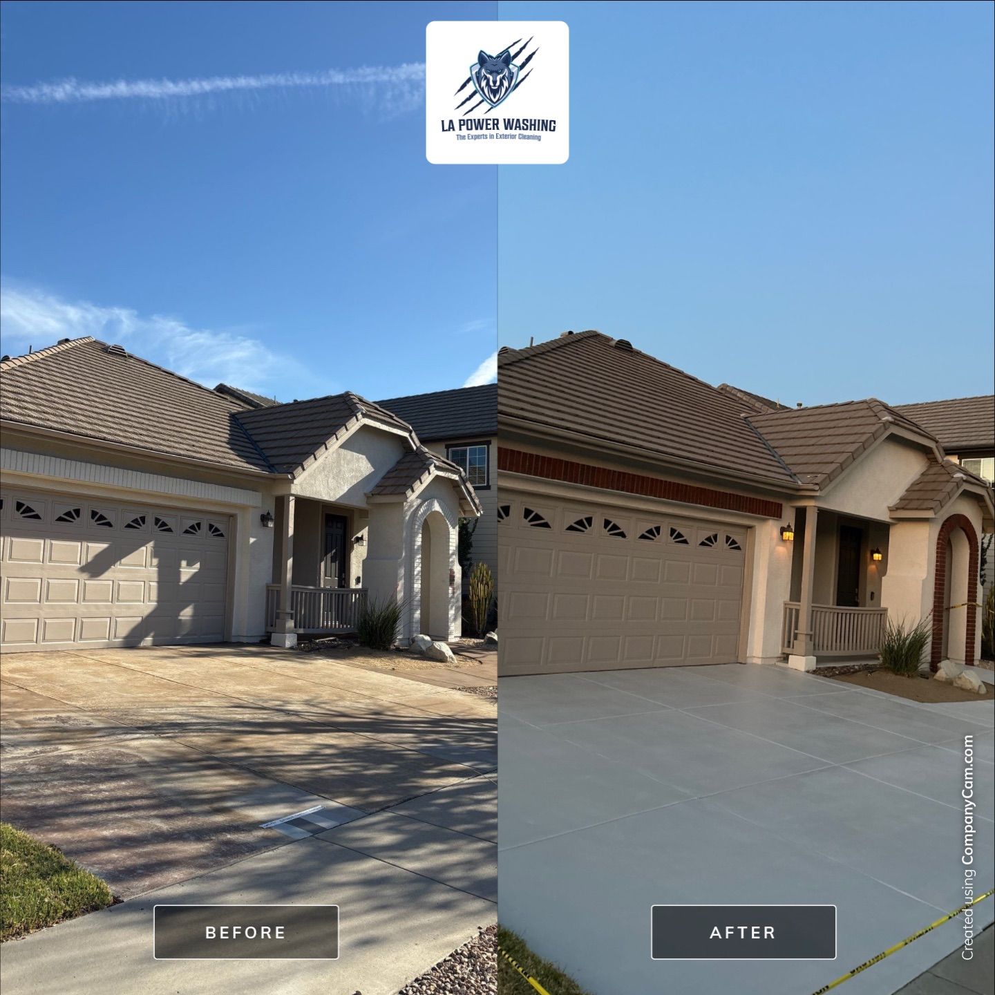 Sandblasting & Staining Concrete Driveway In Rancho Cucamonga, CA by La Power Washing Inc
