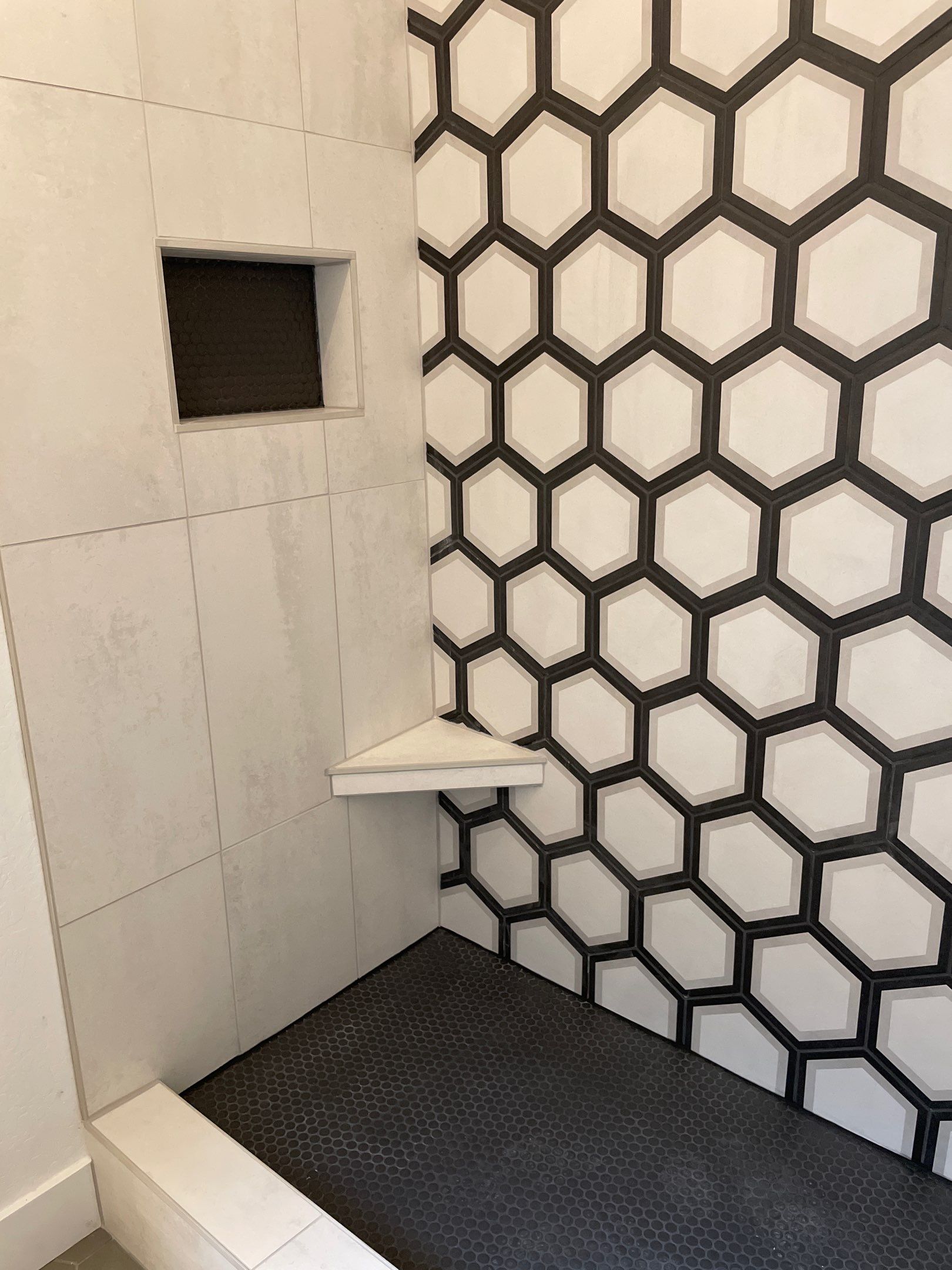 New Shower, Bathroom Floor and Countertops by Footprints Floors of Chandler