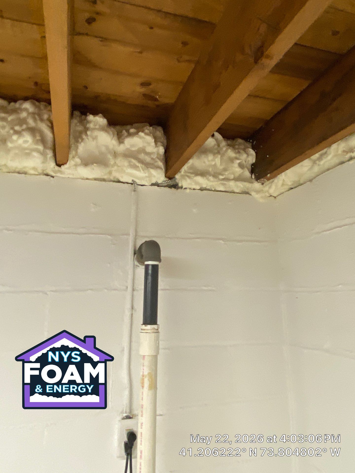 Rim Joist using open cell spray foam by NYS Foam & Energy