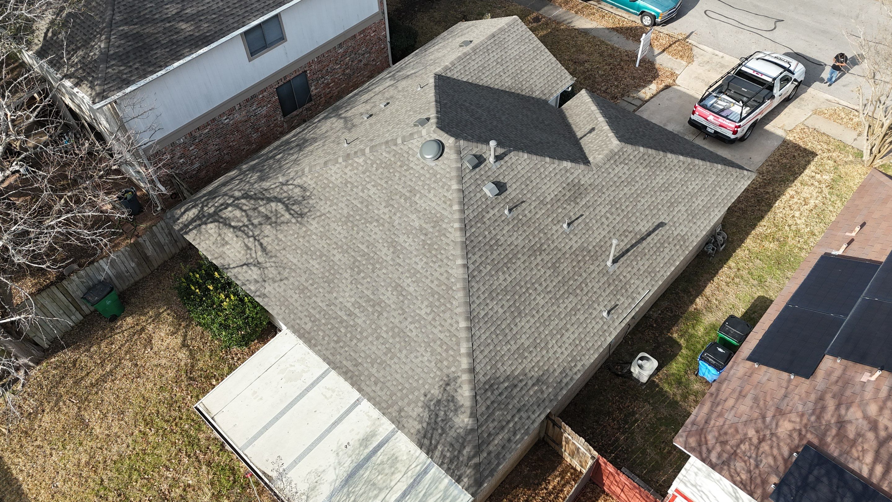 Real Estate Listing: Roof Replacement using GAF - Timberline NS - Weathered Wood by Action Exteriors Austin