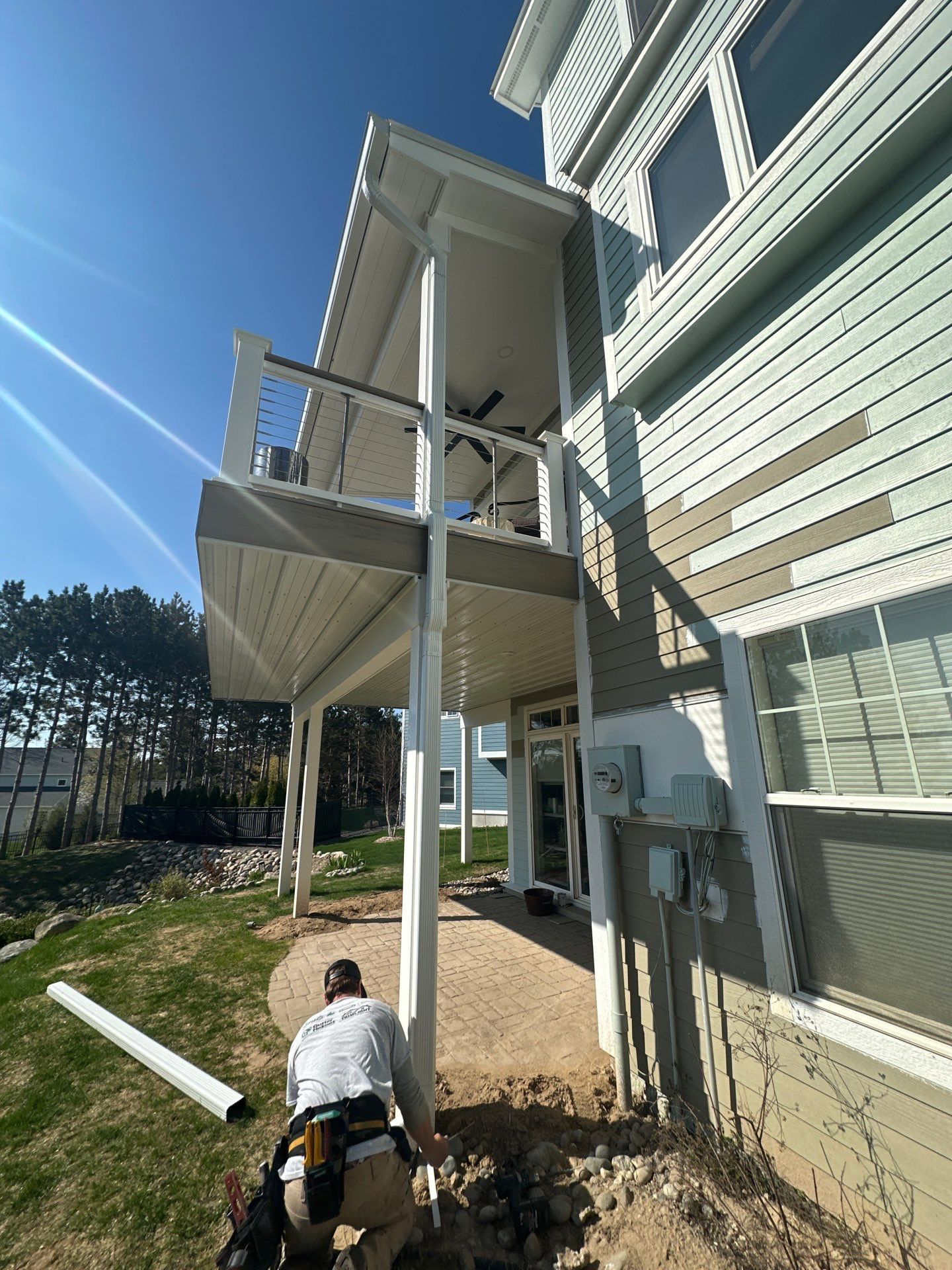 Gutter and Downspout Installation for Two-Story Home in Traverse City by Rainbow Seamless Systems