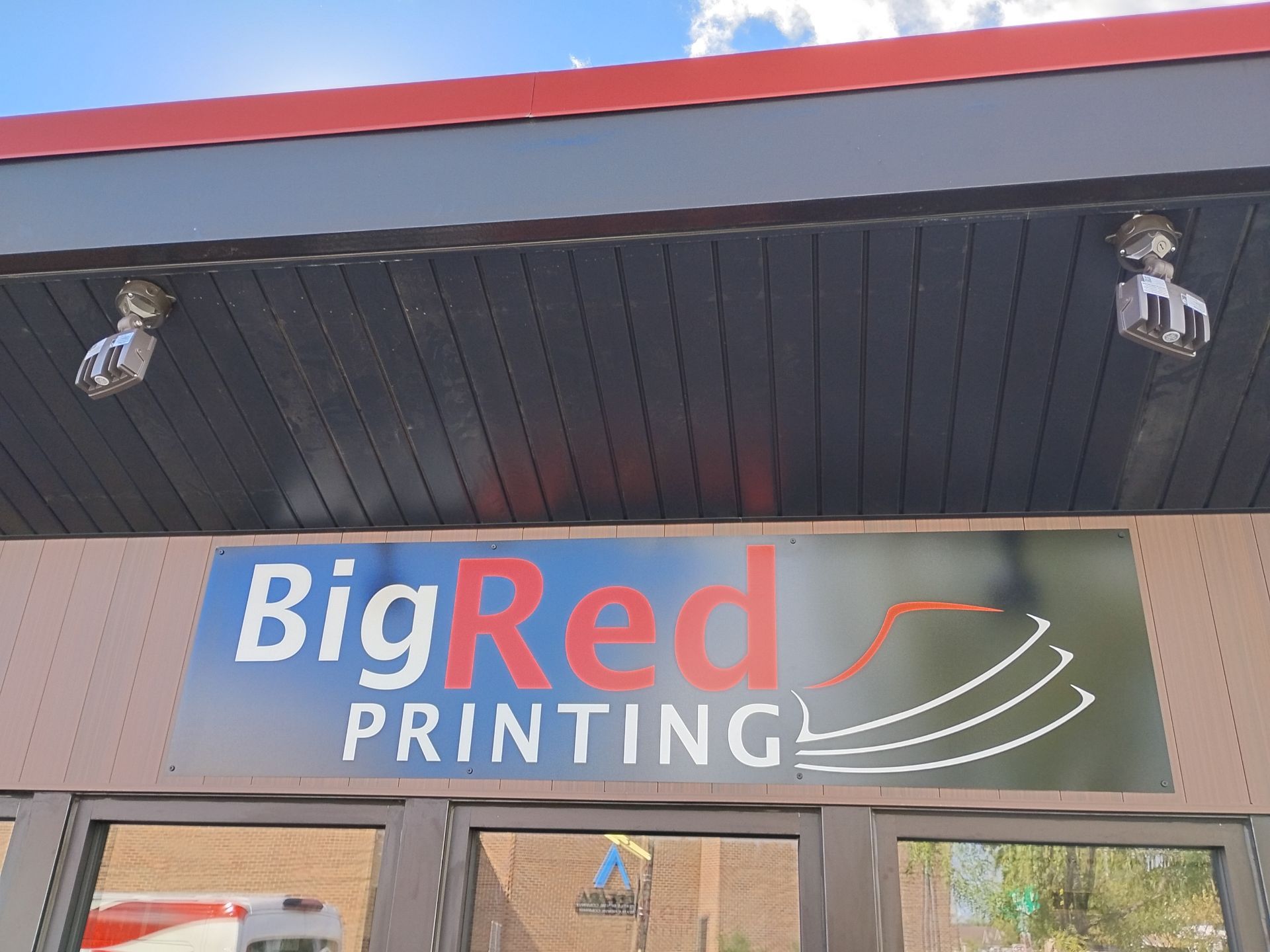 Updated Store Front for Big Red Printing by Abe Electric 
