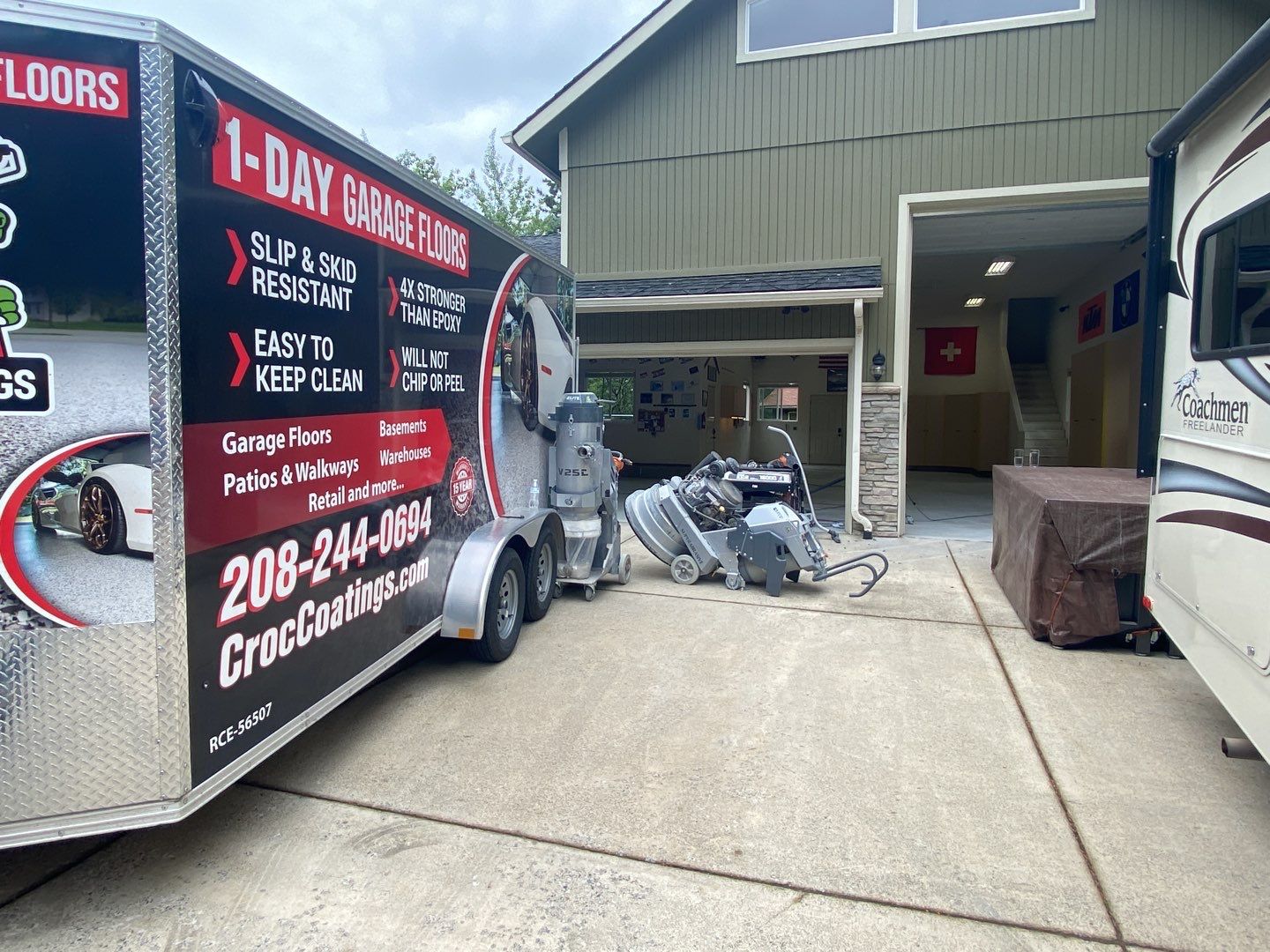Garage Transformation using Domino by Croc Coatings, LLC