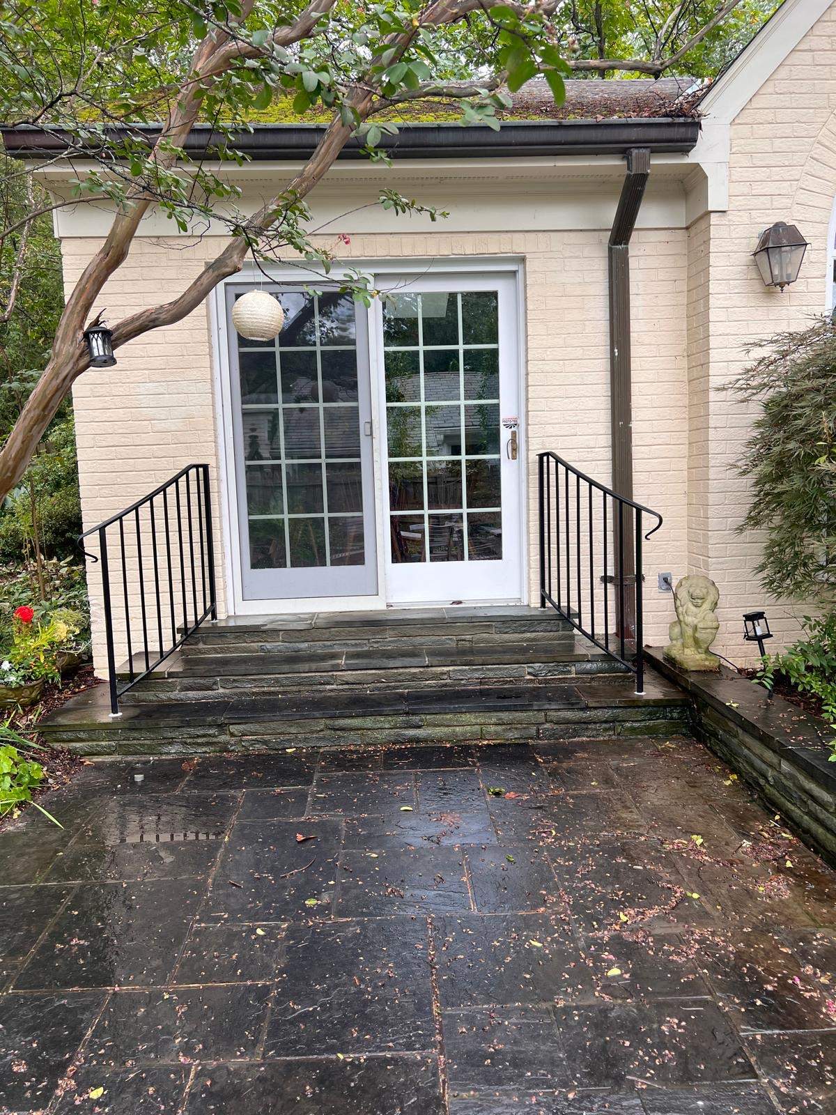 Residential Exterior Railing Installation for Bethesda Stone Entry by Capitol Iron Works