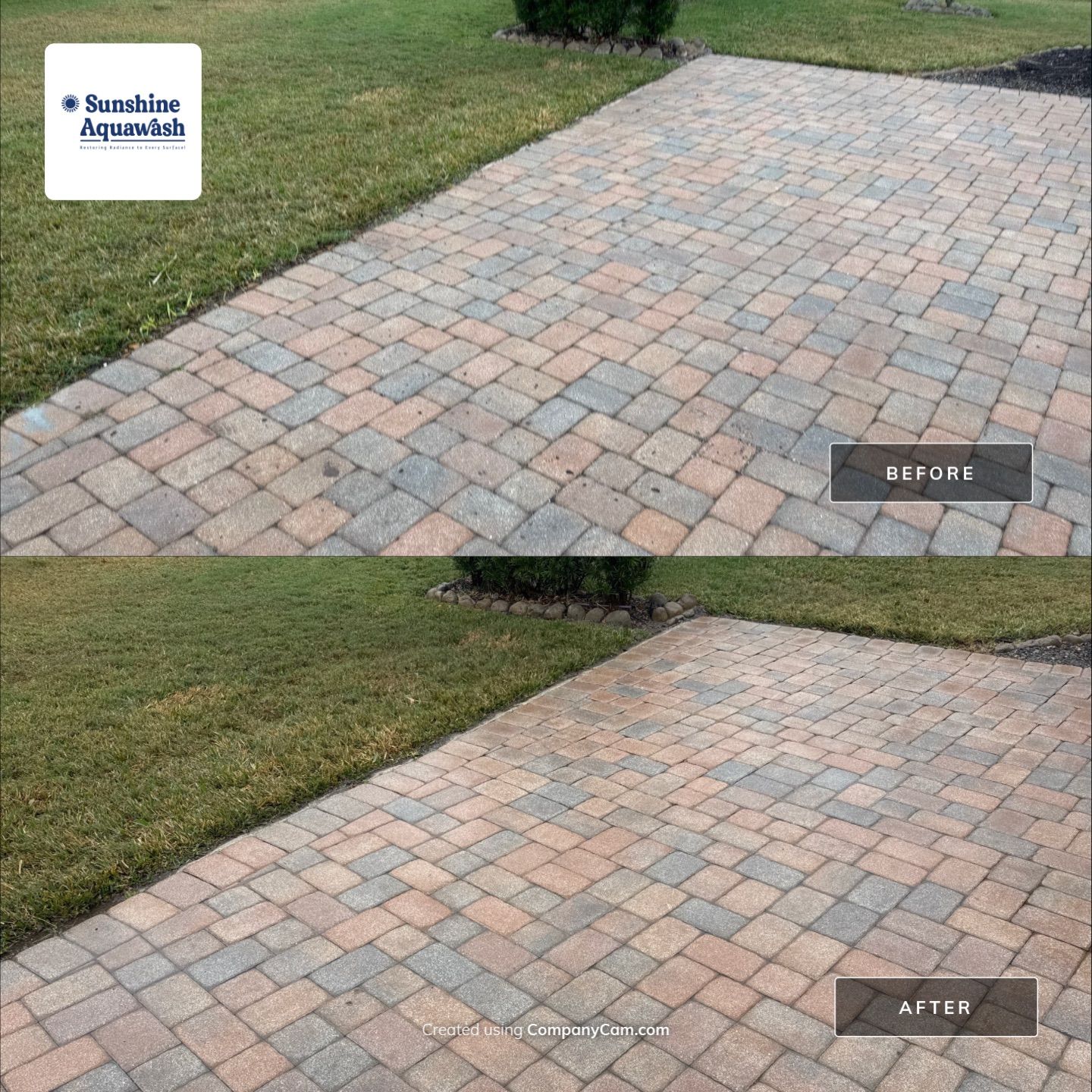 Oil & Tar Removal from Paver Driveway & Entryway by Sunshine AquaWash