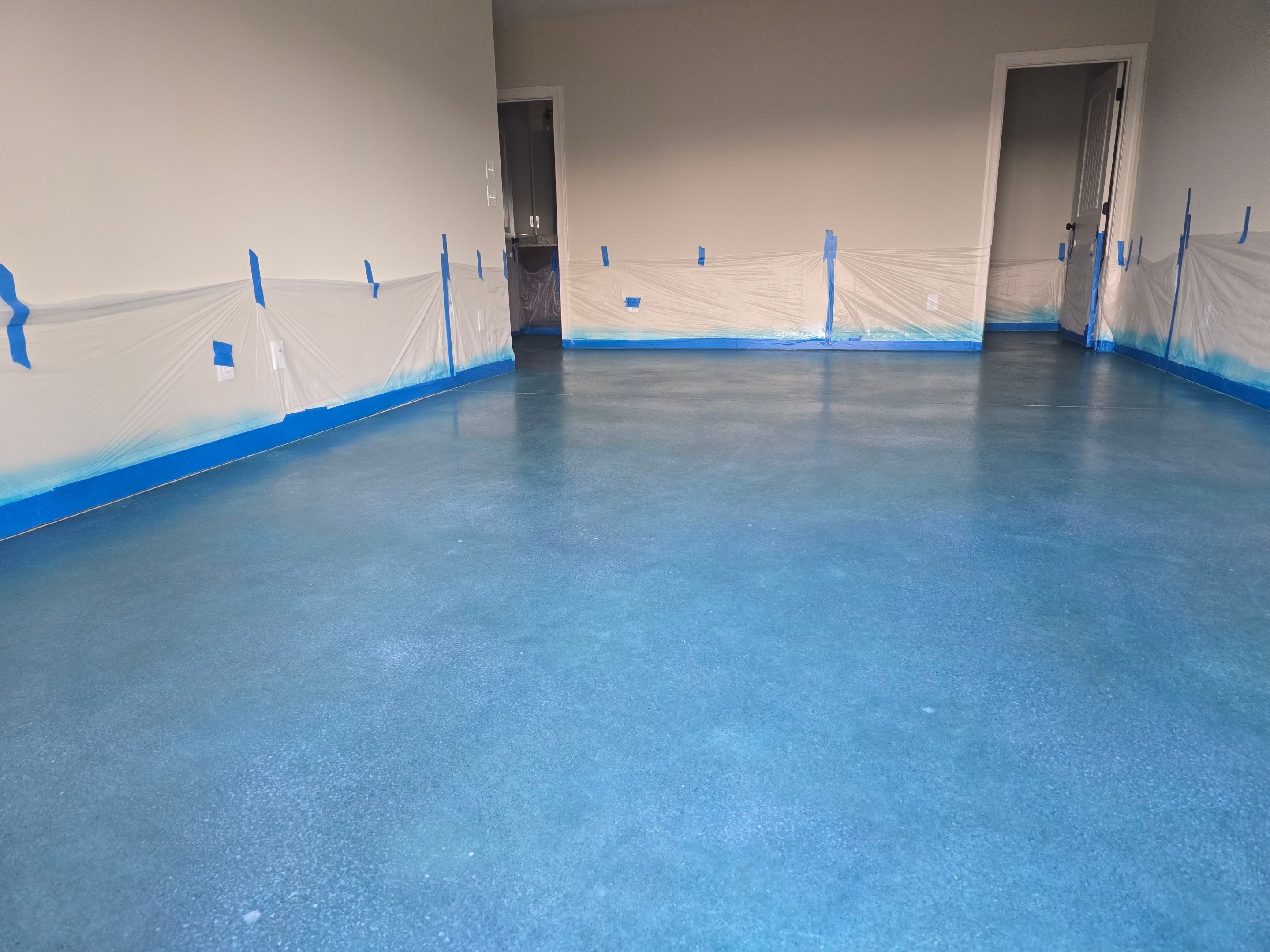 Basement Floor in Carribbean Blue by Elite Floor Solutions