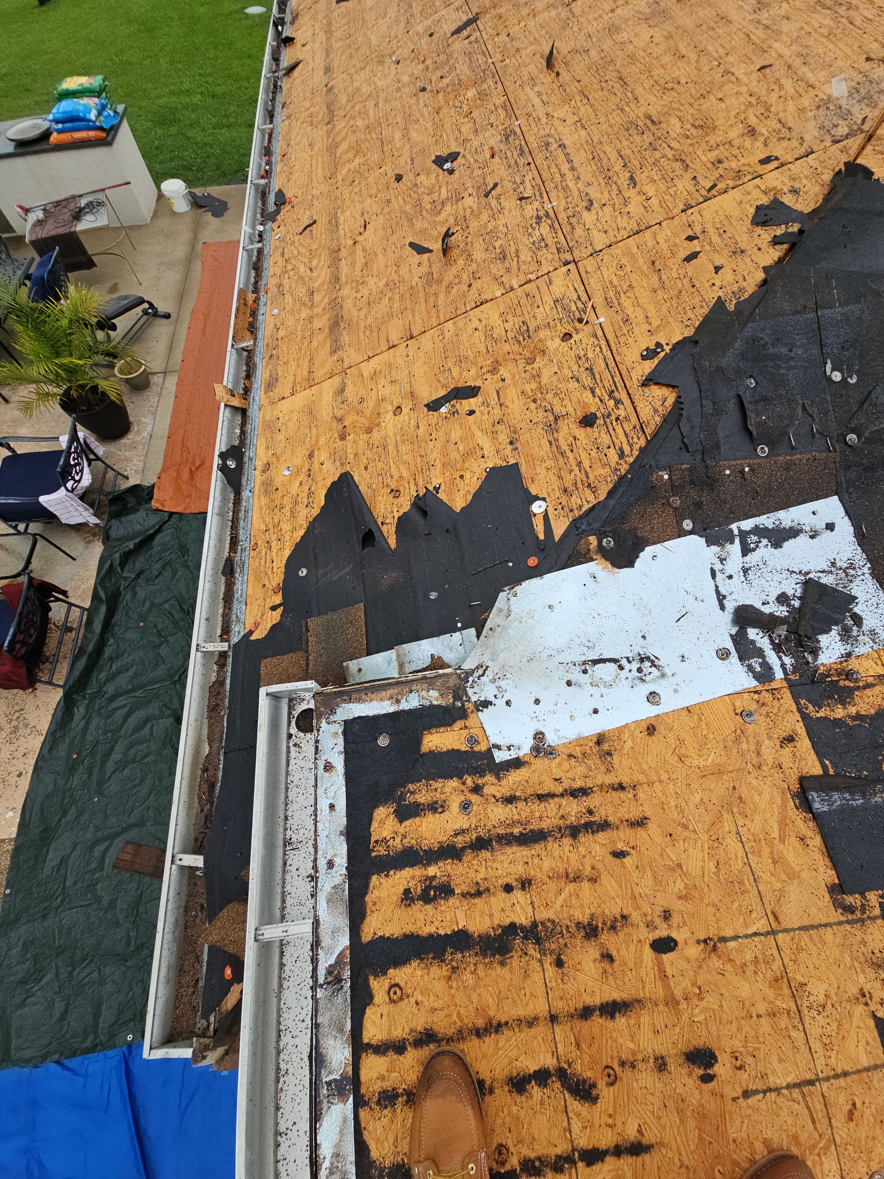 "Full Roof Replacement Due to Hail and Water Damage – Before & After" by road roofing llc