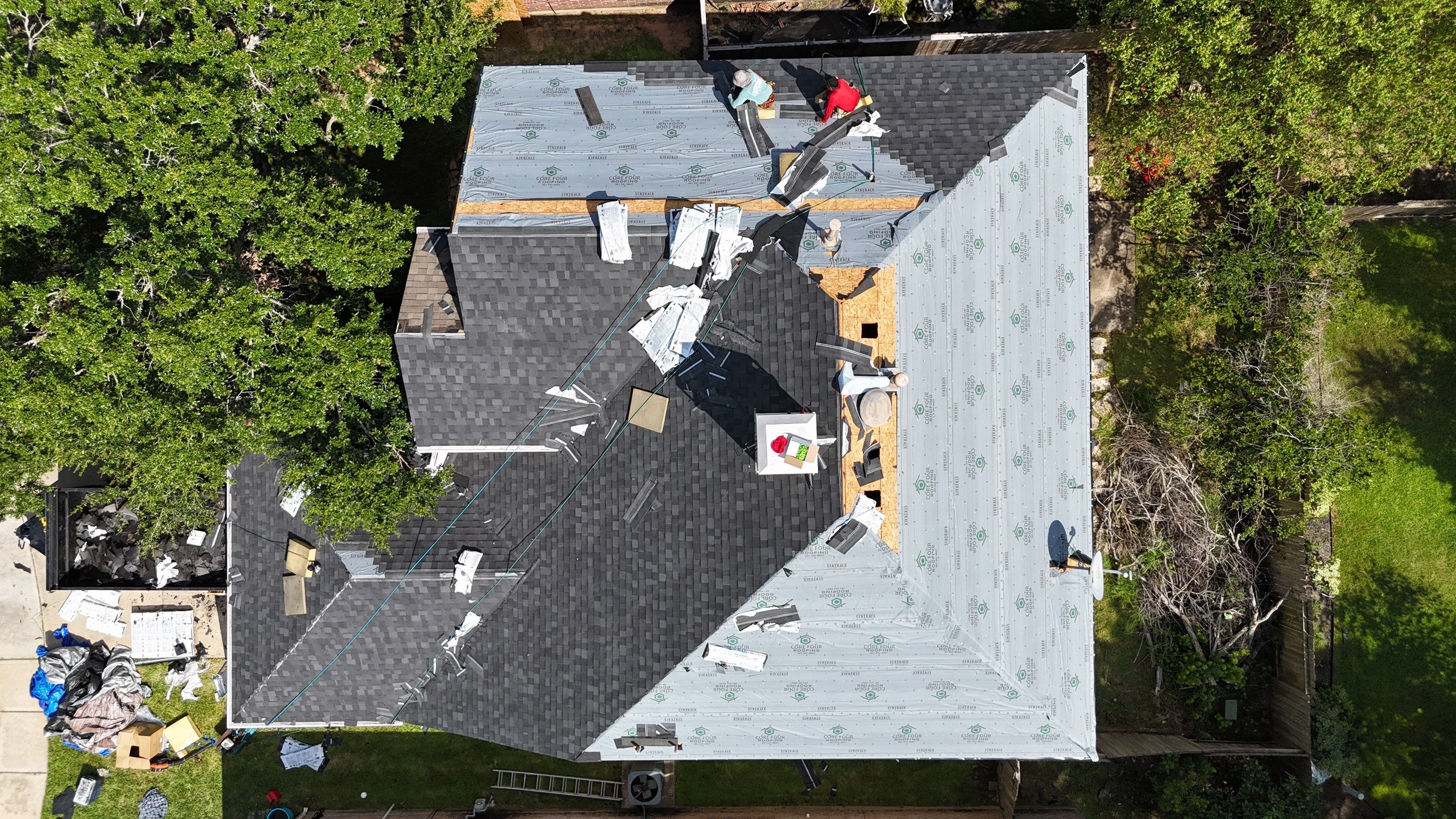 Residential Roofing Installation using IKO Dynasty by Core Four Roofing